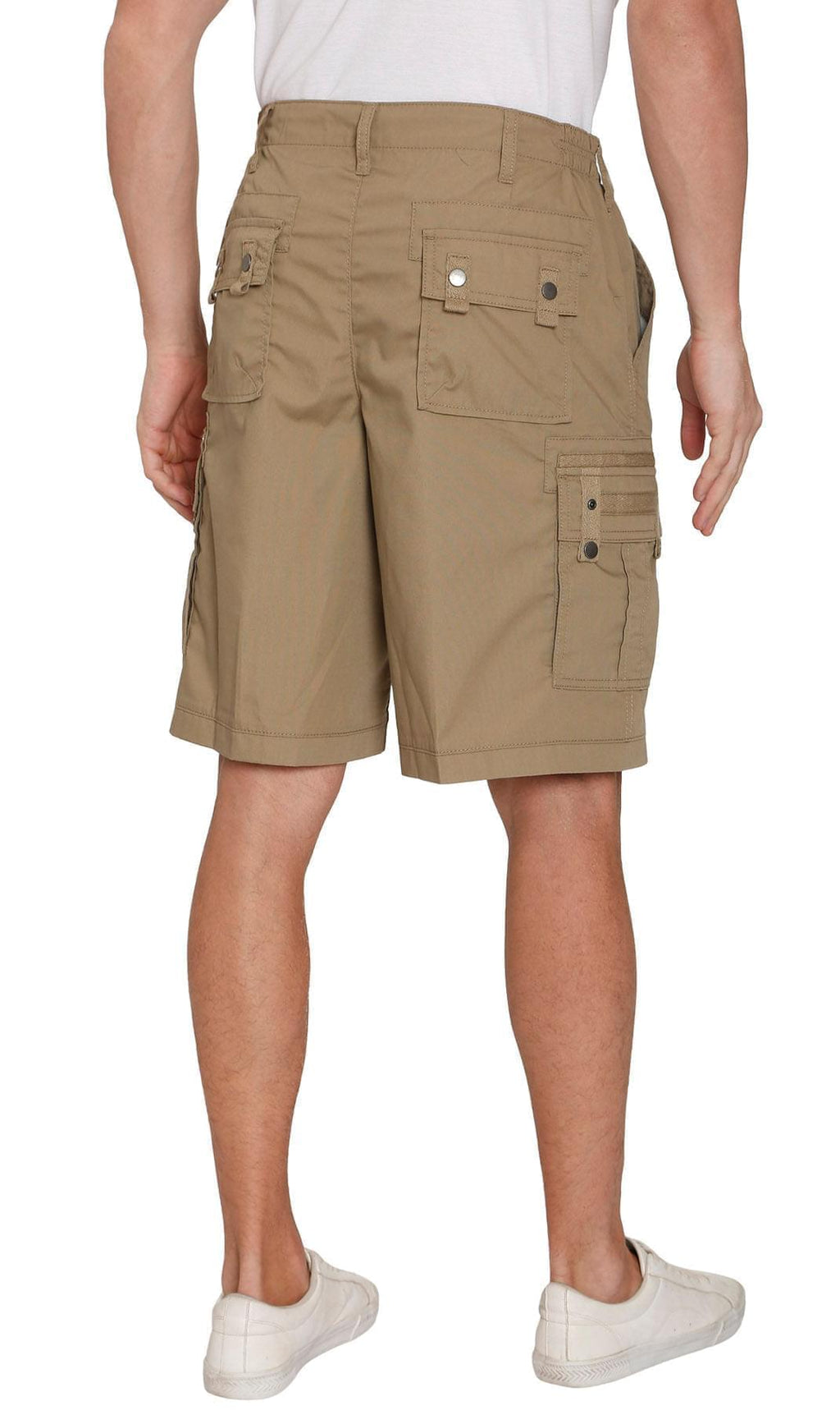 Men's Elastic Waist Cargo Shorts with Multi-Pocket Design - Fabs things