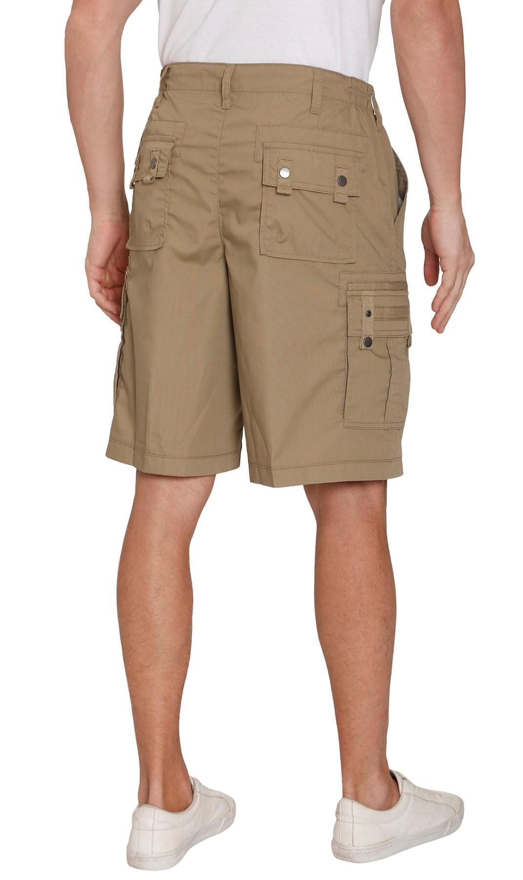 Men's Elastic Waist Cargo Shorts with Multi-Pocket Design - Fabs things