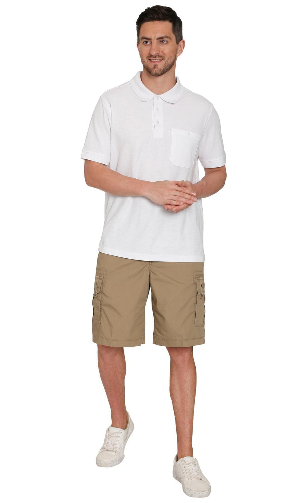 Men's Elastic Waist Cargo Shorts with Multi-Pocket Design - Fabs things