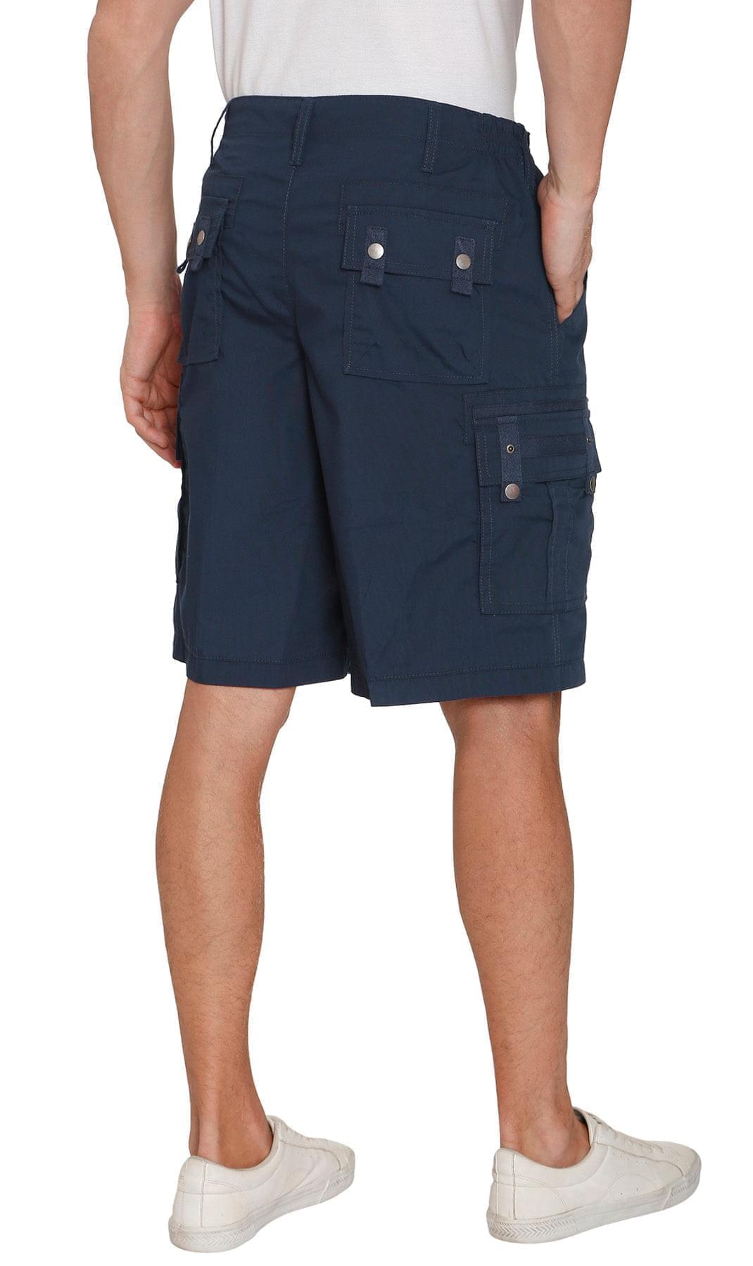 Men's Elastic Waist Cargo Shorts with Multi-Pocket Design - Fabs things