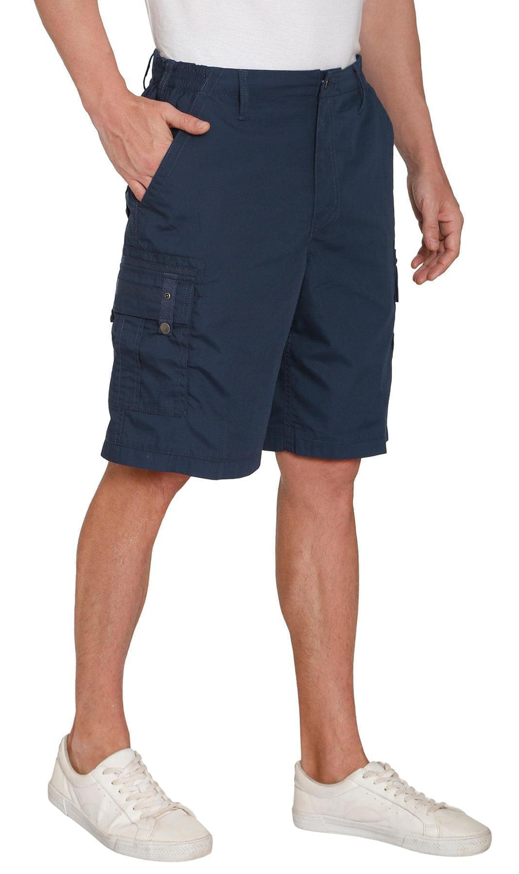 Men's Elastic Waist Cargo Shorts with Multi-Pocket Design - Fabs things