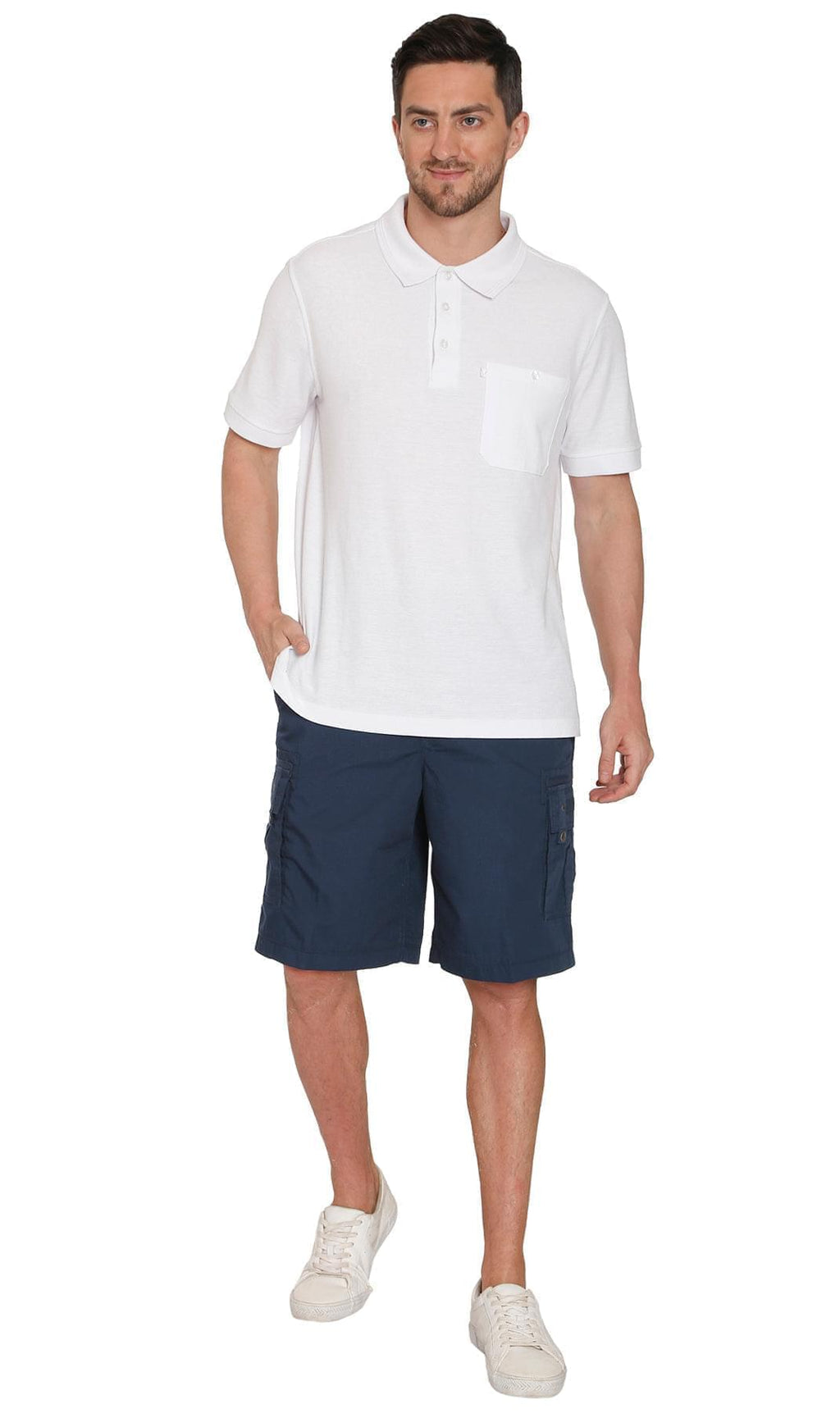 Men's Elastic Waist Cargo Shorts with Multi-Pocket Design - Fabs things