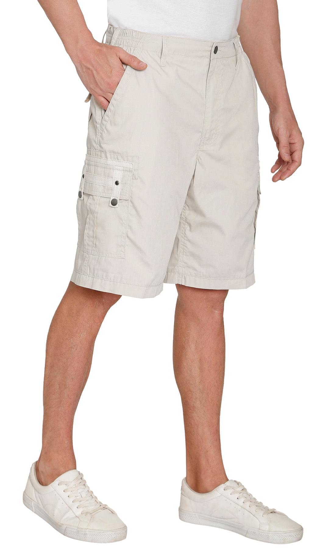 Men's Elastic Waist Cargo Shorts with Multi-Pocket Design - Fabs things