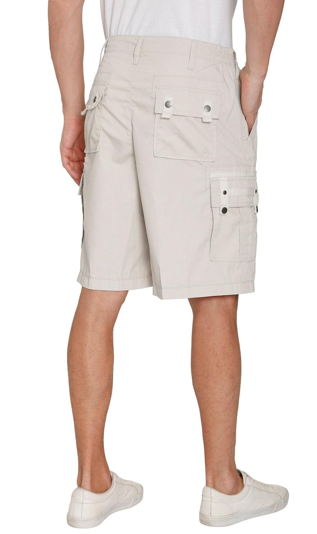 Men's Elastic Waist Cargo Shorts with Multi-Pocket Design - Fabs things