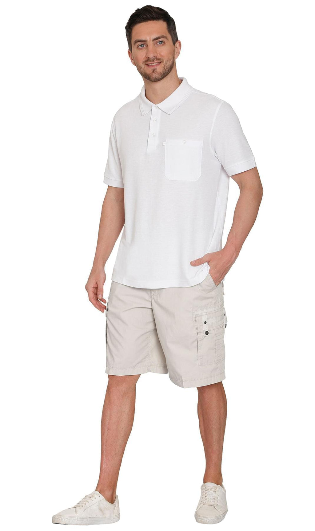 Men's Elastic Waist Cargo Shorts with Multi-Pocket Design - Fabs things
