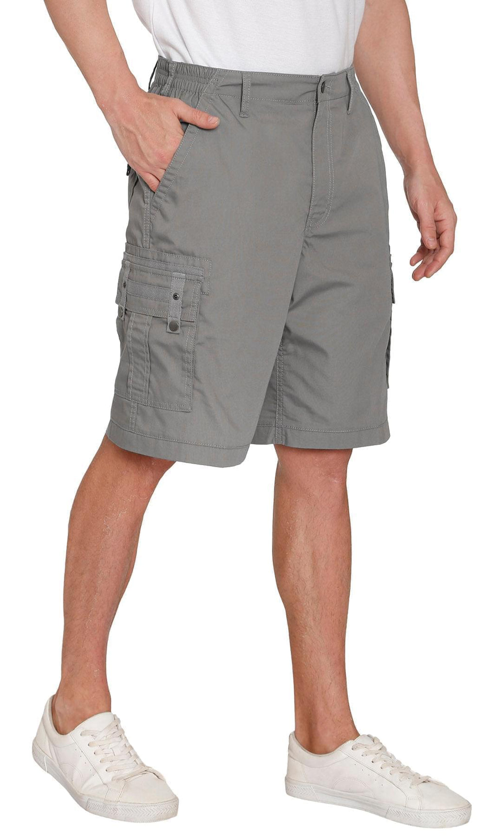 Men's Elastic Waist Cargo Shorts with Multi-Pocket Design - Fabs things