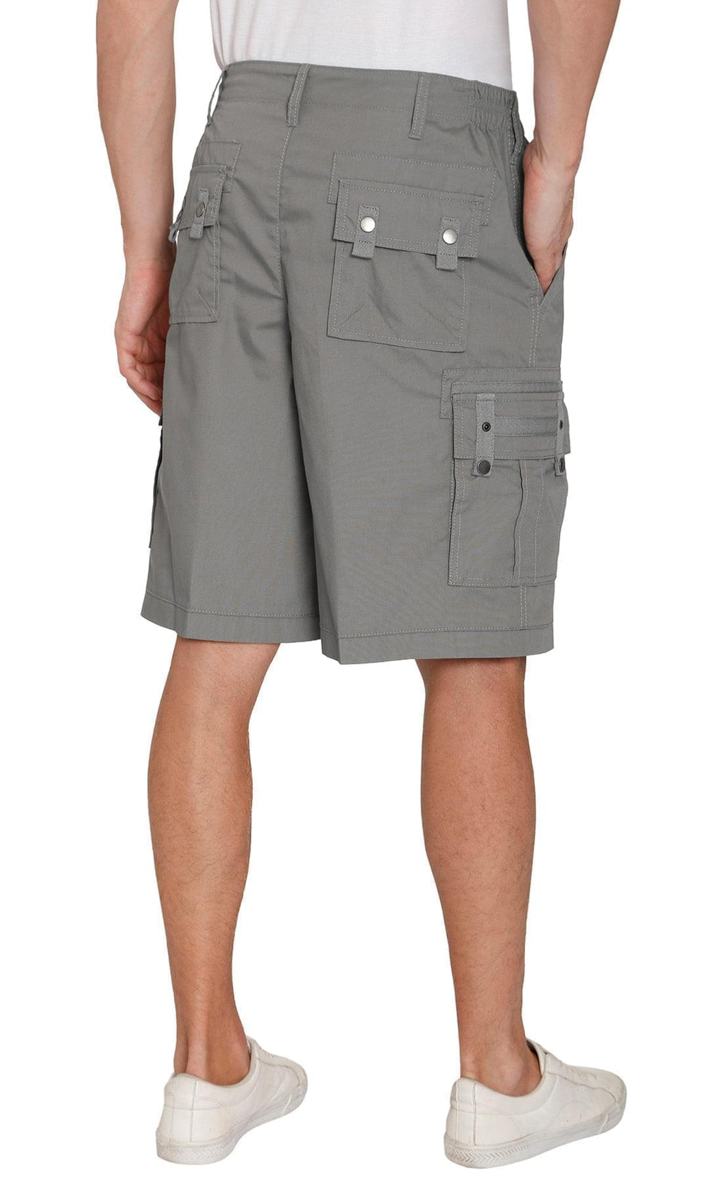 Men's Elastic Waist Cargo Shorts with Multi-Pocket Design - Fabs things