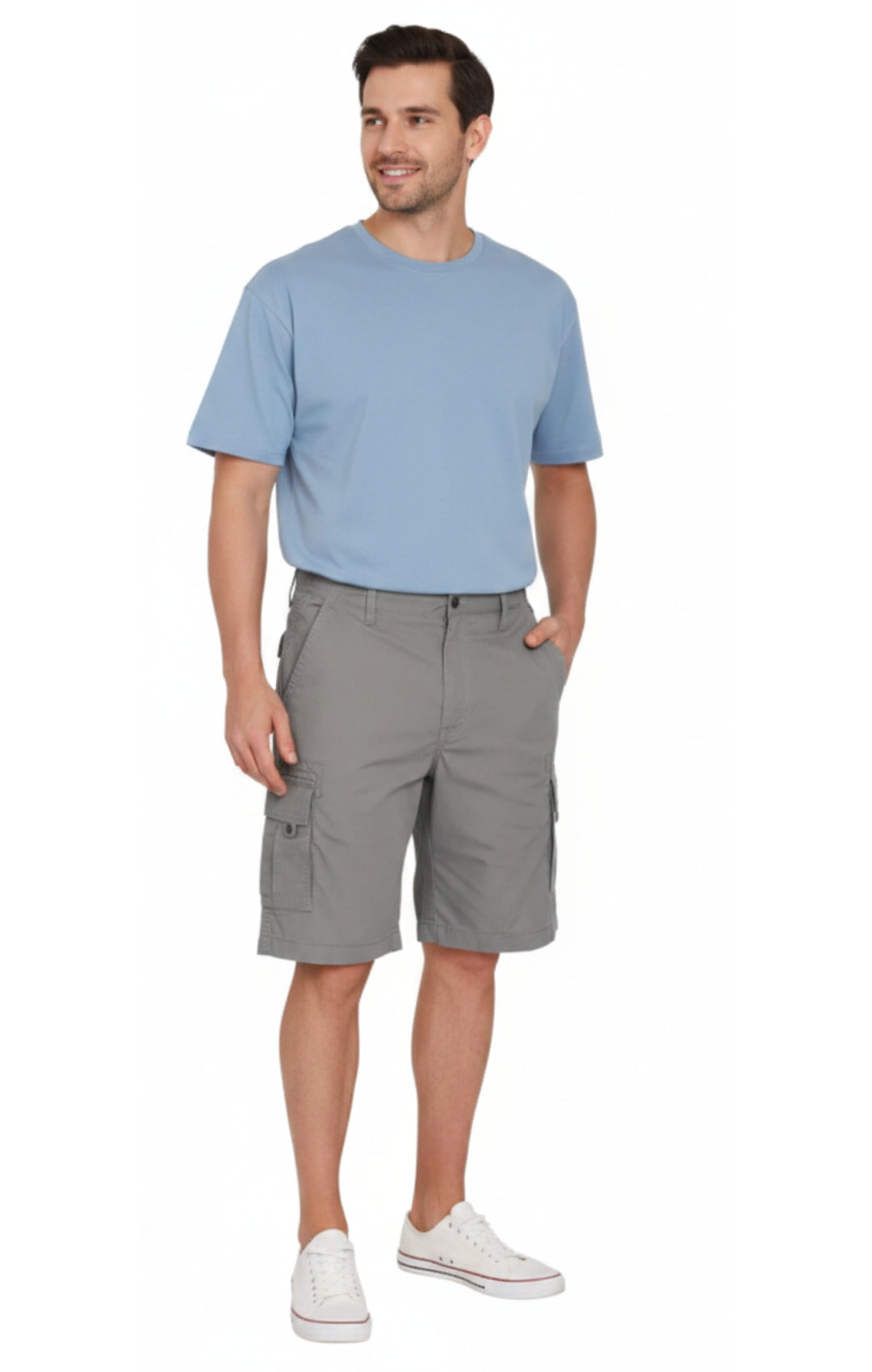 Men's Elastic Waist Cargo Shorts with Multi-Pocket Design - Fabs things
