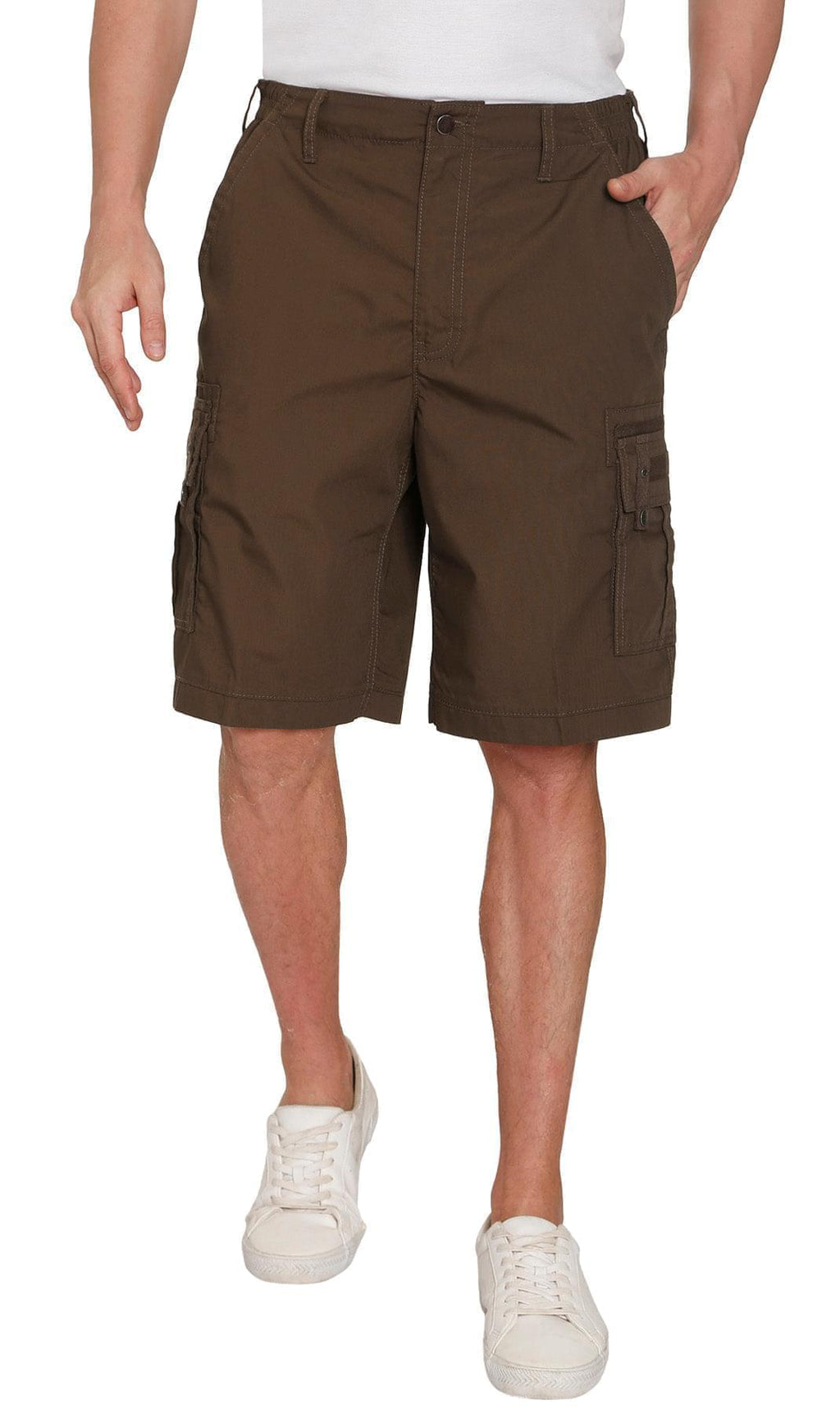 Men's Elastic Waist Cargo Shorts with Multi-Pocket Design - Fabs things
