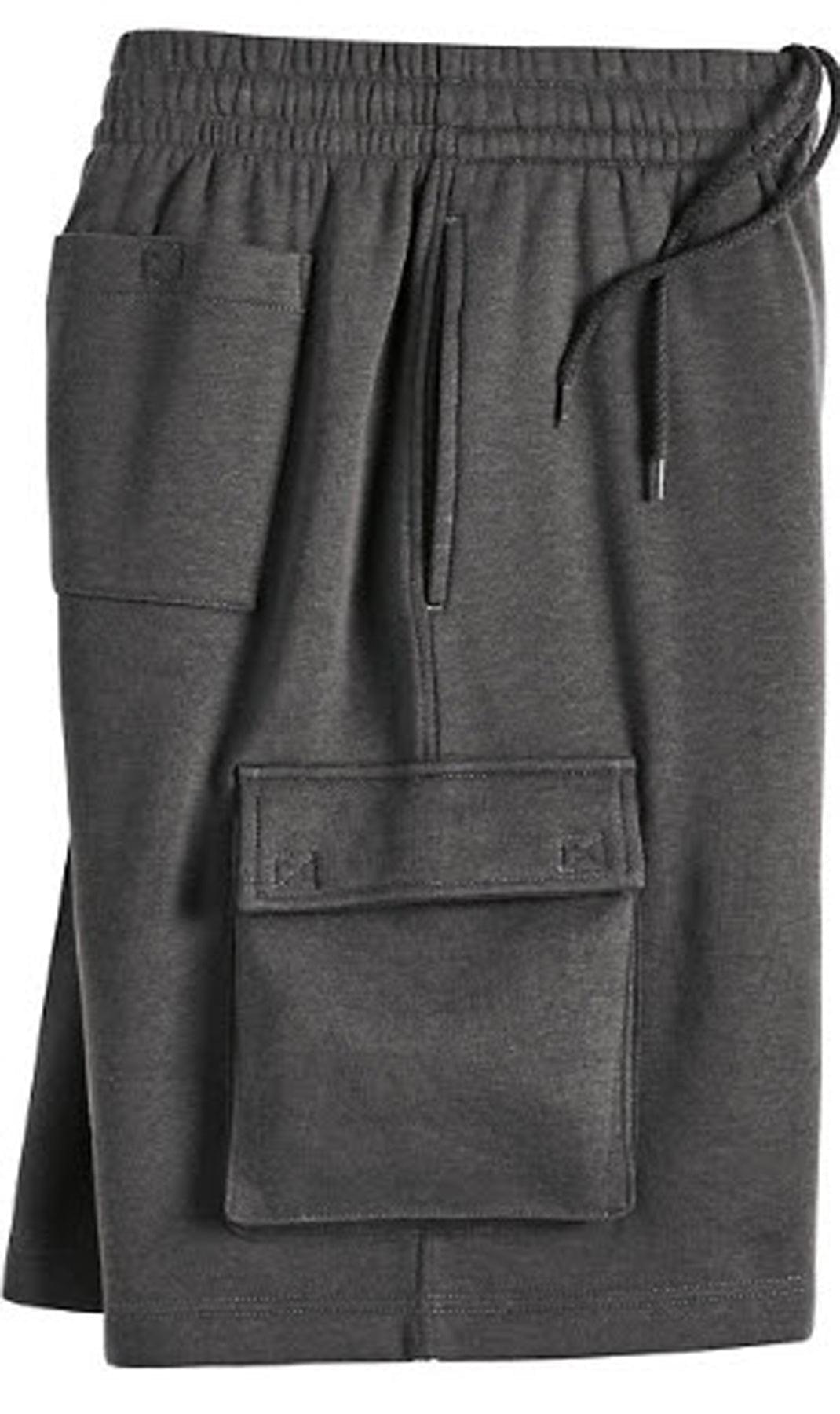 Men's Fleece Cargo Shorts — Elastic Waist Multi-Pocket Sweat Shorts - Fabs things
