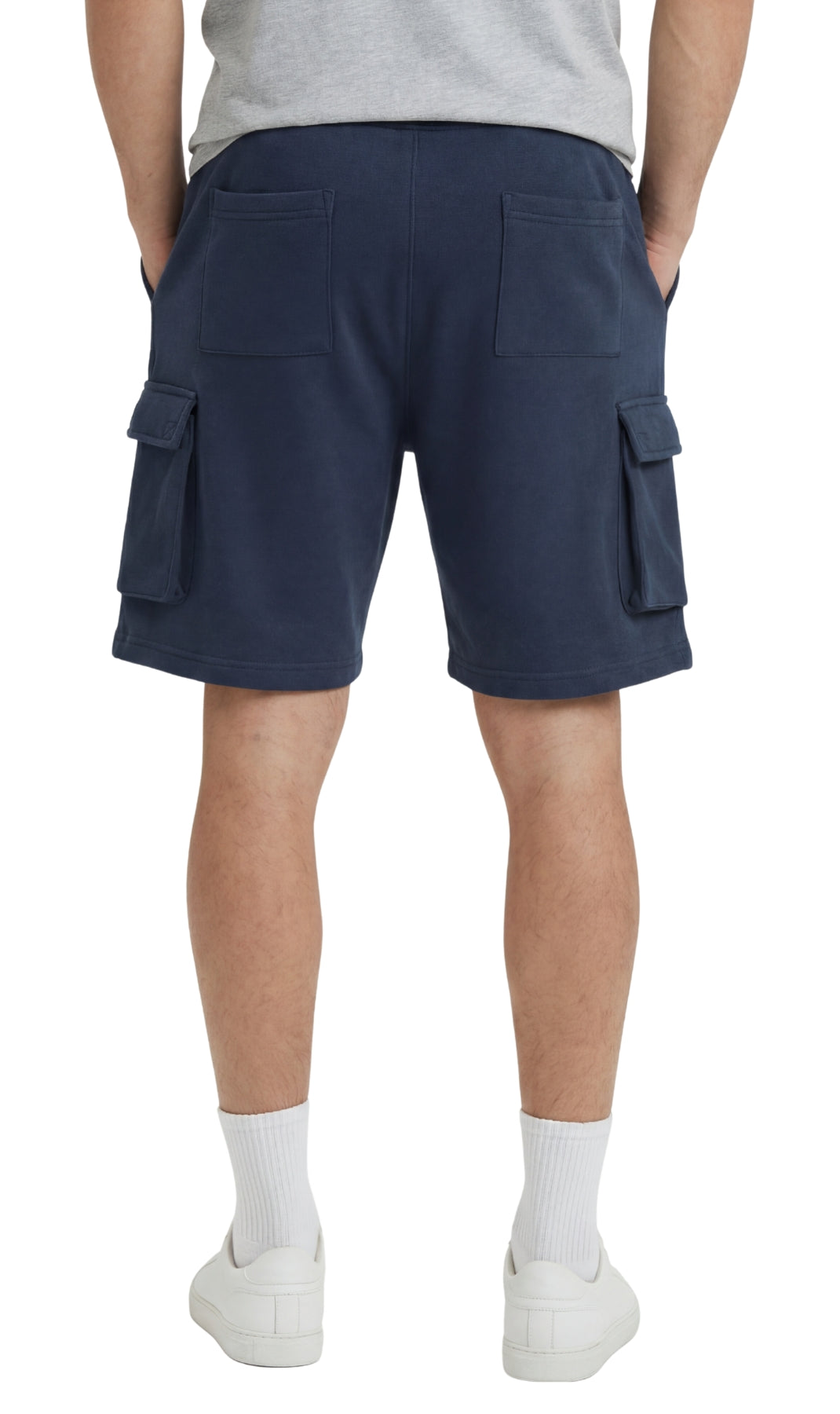 Men's Fleece Cargo Shorts — Elastic Waist Multi-Pocket Sweat Shorts - Fabs things