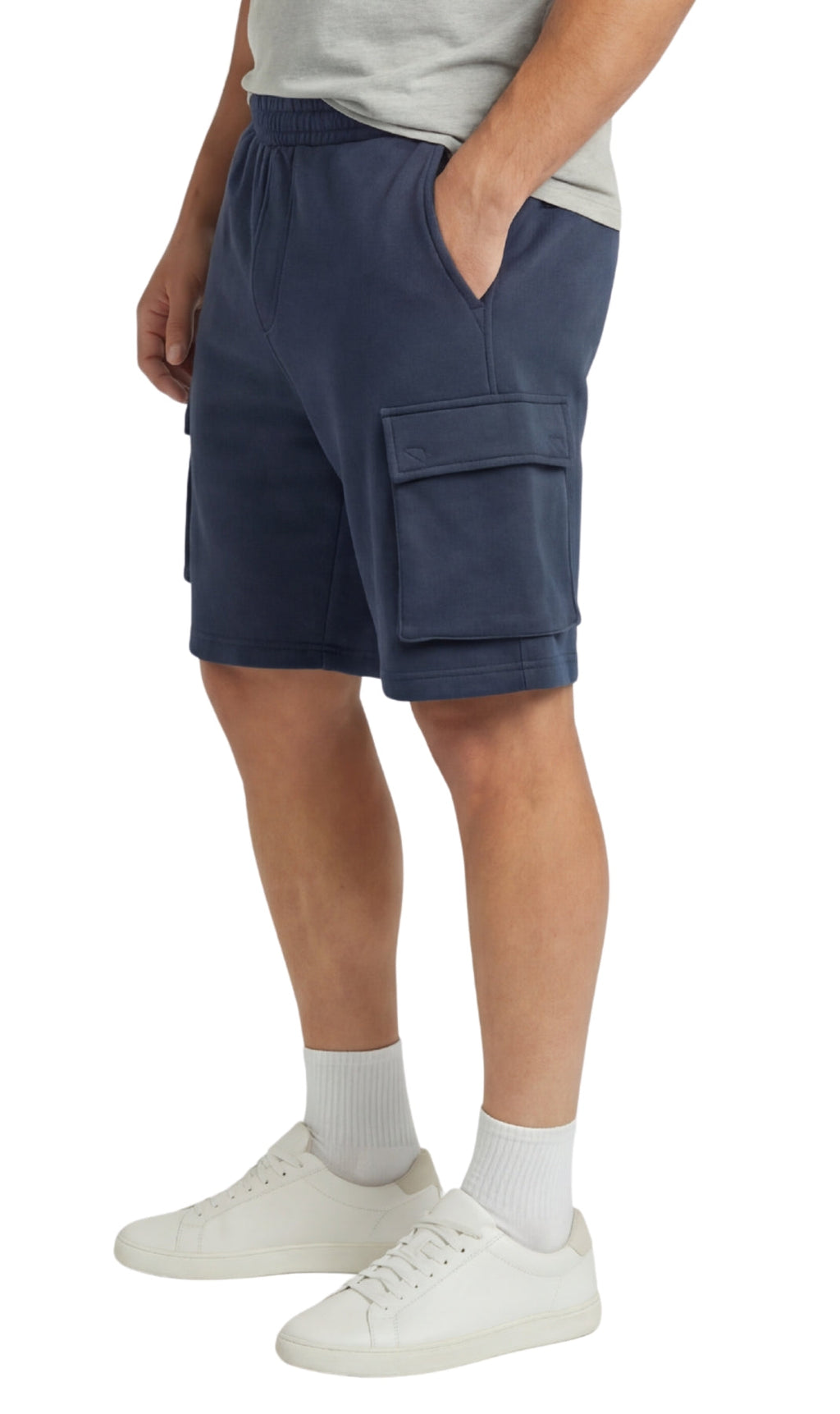 Men's Fleece Cargo Shorts — Elastic Waist Multi-Pocket Sweat Shorts - Fabs things
