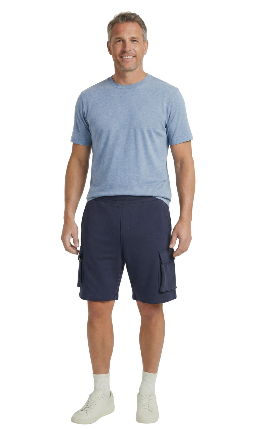 Men's Fleece Cargo Shorts — Elastic Waist Multi-Pocket Sweat Shorts - Fabs things