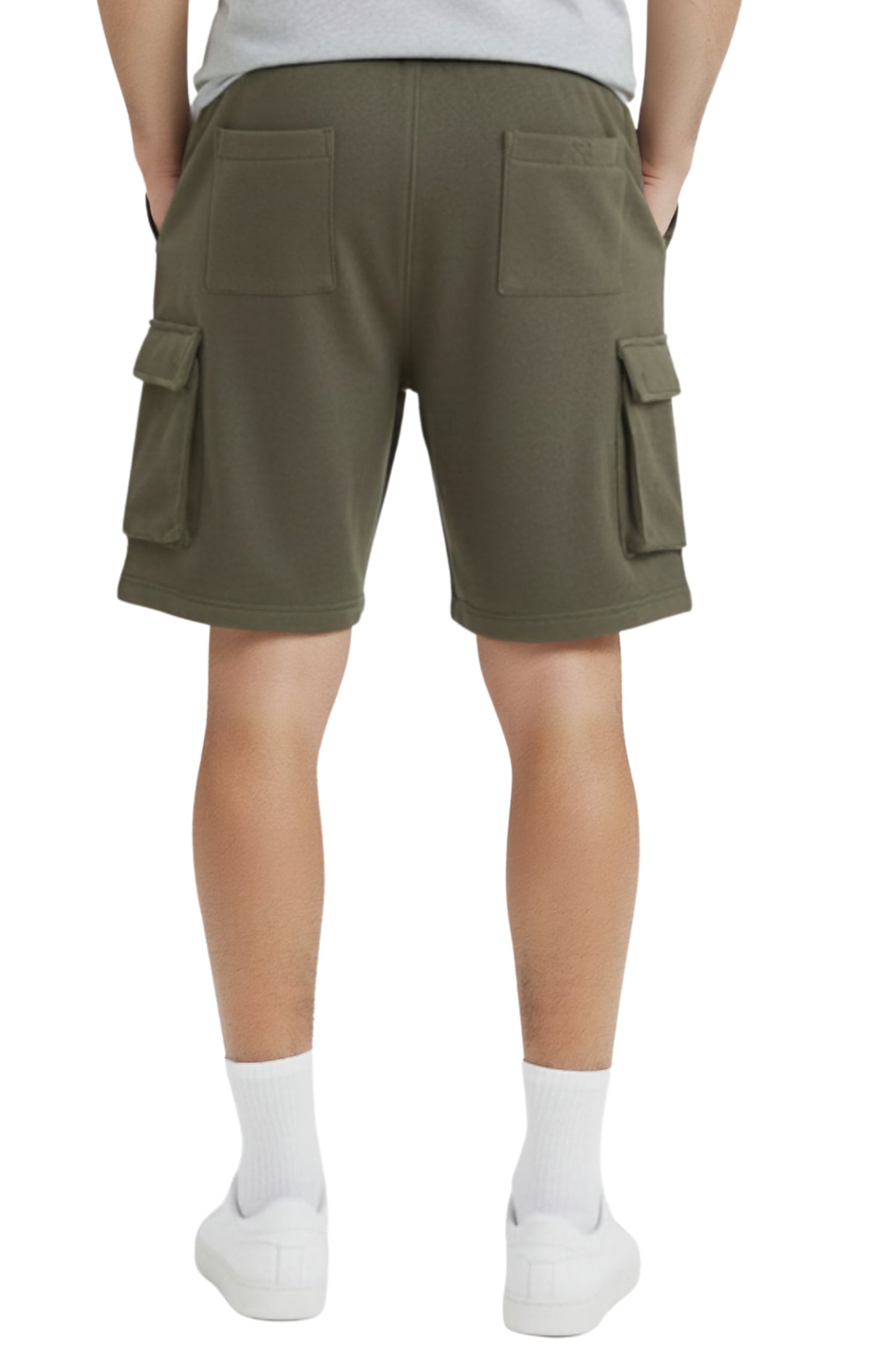 Men's Fleece Cargo Shorts — Elastic Waist Multi-Pocket Sweat Shorts - Fabs things