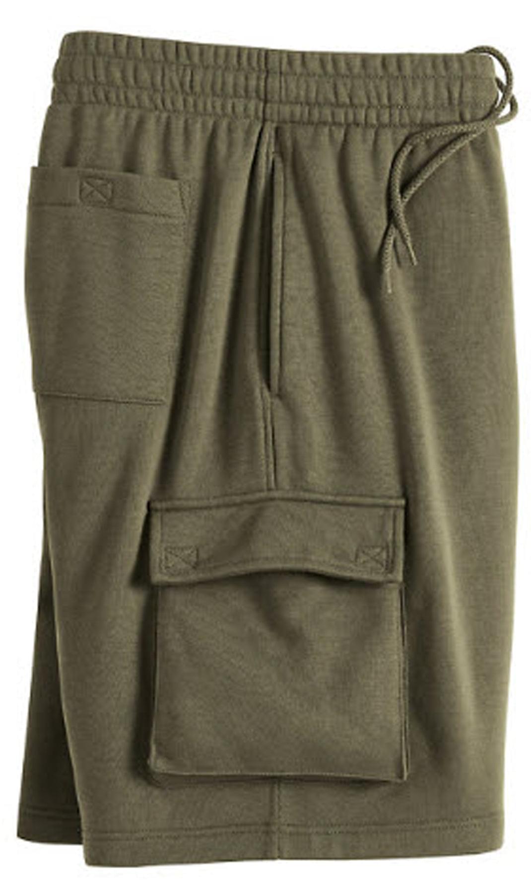Men's Fleece Cargo Shorts — Elastic Waist Multi-Pocket Sweat Shorts - Fabs things