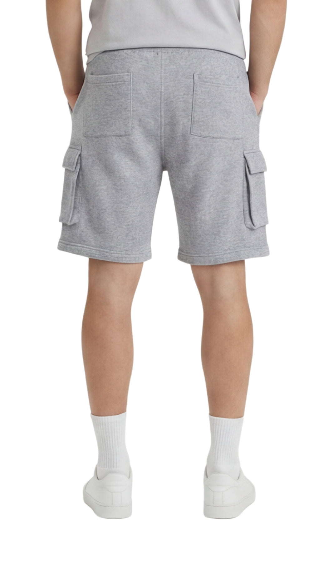 Men's Fleece Cargo Shorts — Elastic Waist Multi-Pocket Sweat Shorts - Fabs things