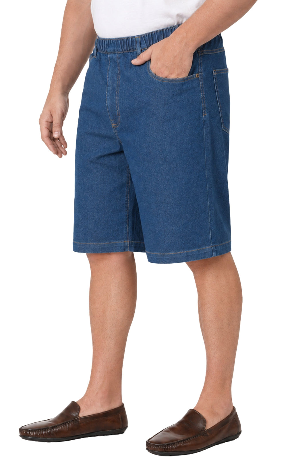Men's Pull-On Stretch Denim and Twill Shorts — Elastic Waist No Zipper - Fabs things