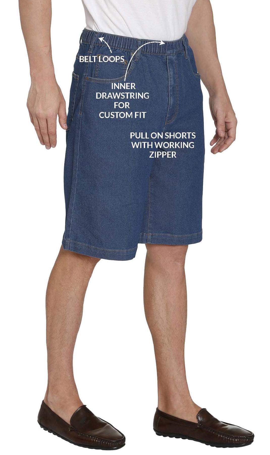 Men's Pull-On Stretch Denim and Twill Shorts — Elastic Waist No Zipper - Fabs things