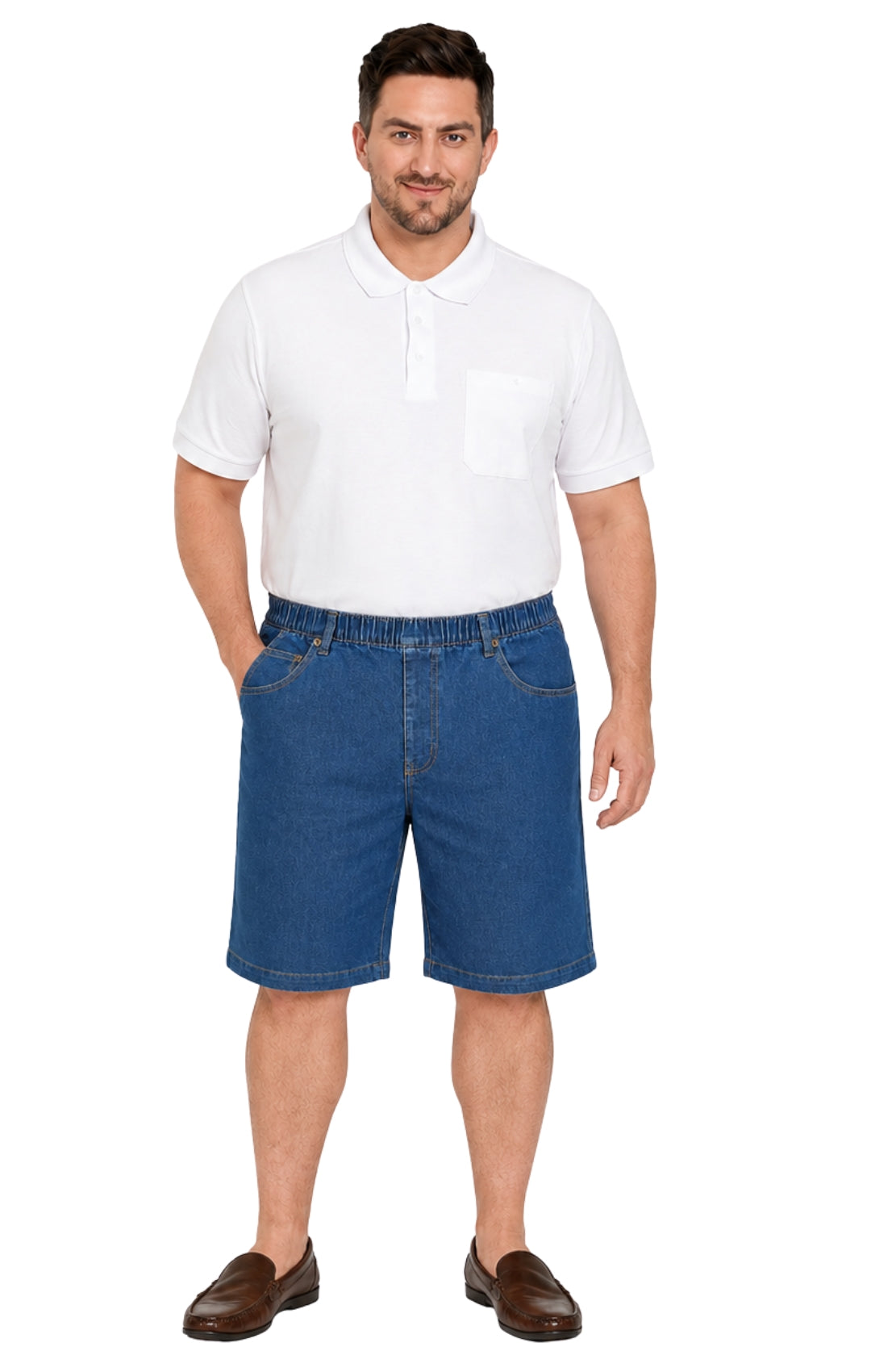 Men's Pull-On Stretch Denim and Twill Shorts — Elastic Waist No Zipper - Fabs things