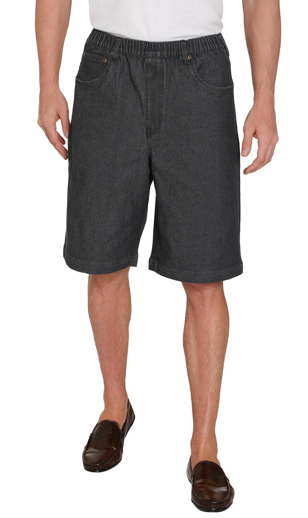 Men's Pull-On Stretch Denim and Twill Shorts — Elastic Waist No Zipper - Fabs things
