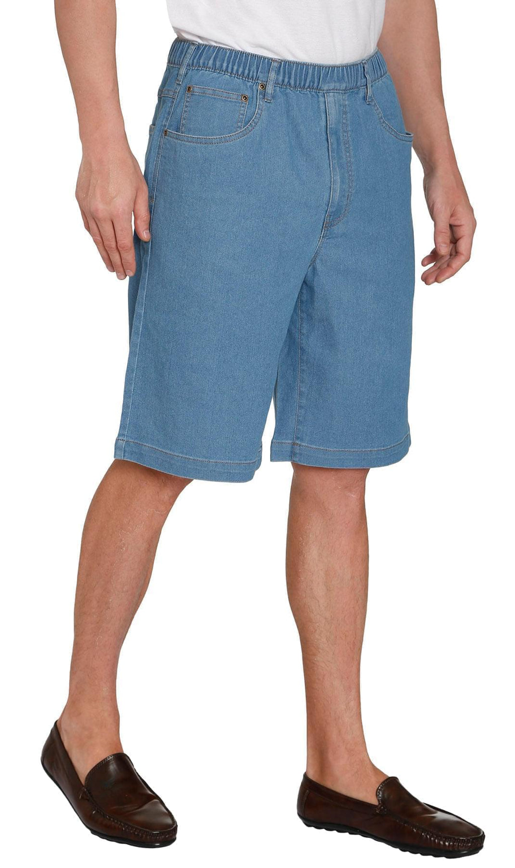 Men's Pull-On Stretch Denim and Twill Shorts — Elastic Waist No Zipper - Fabs things