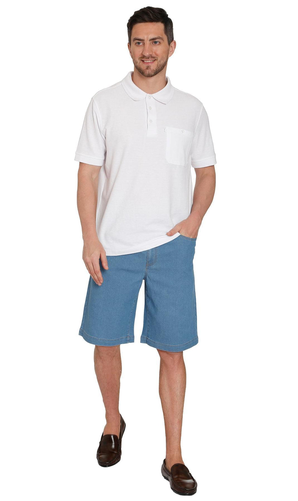 Men's Pull-On Stretch Denim and Twill Shorts — Elastic Waist No Zipper - Fabs things