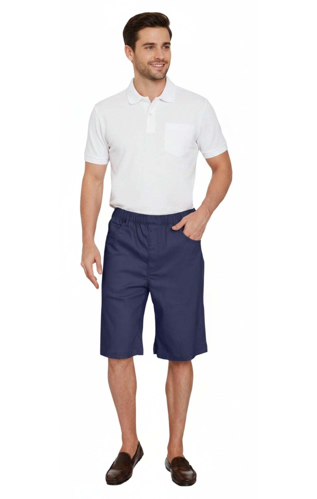 Men's Pull-On Stretch Denim and Twill Shorts — Elastic Waist No Zipper - Fabs things