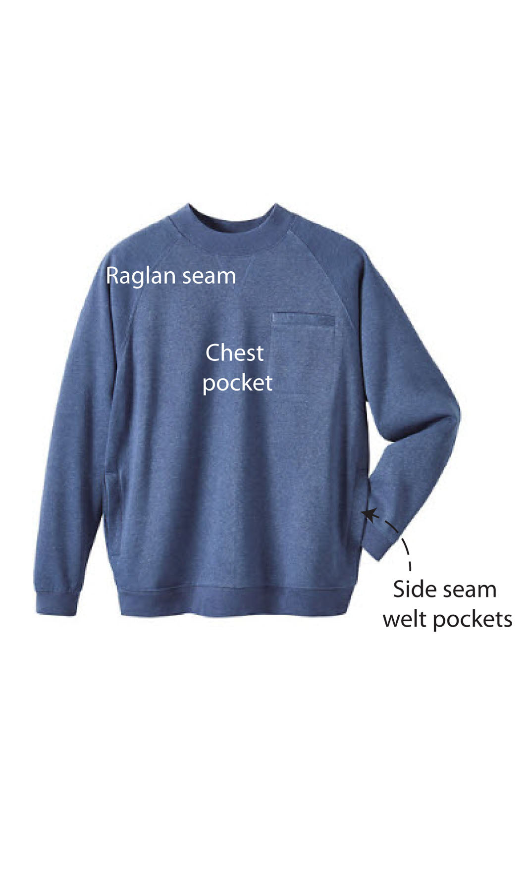 Men's 3-Pocket Fleece Sweatshirt with Raglan Seams - Fabs things