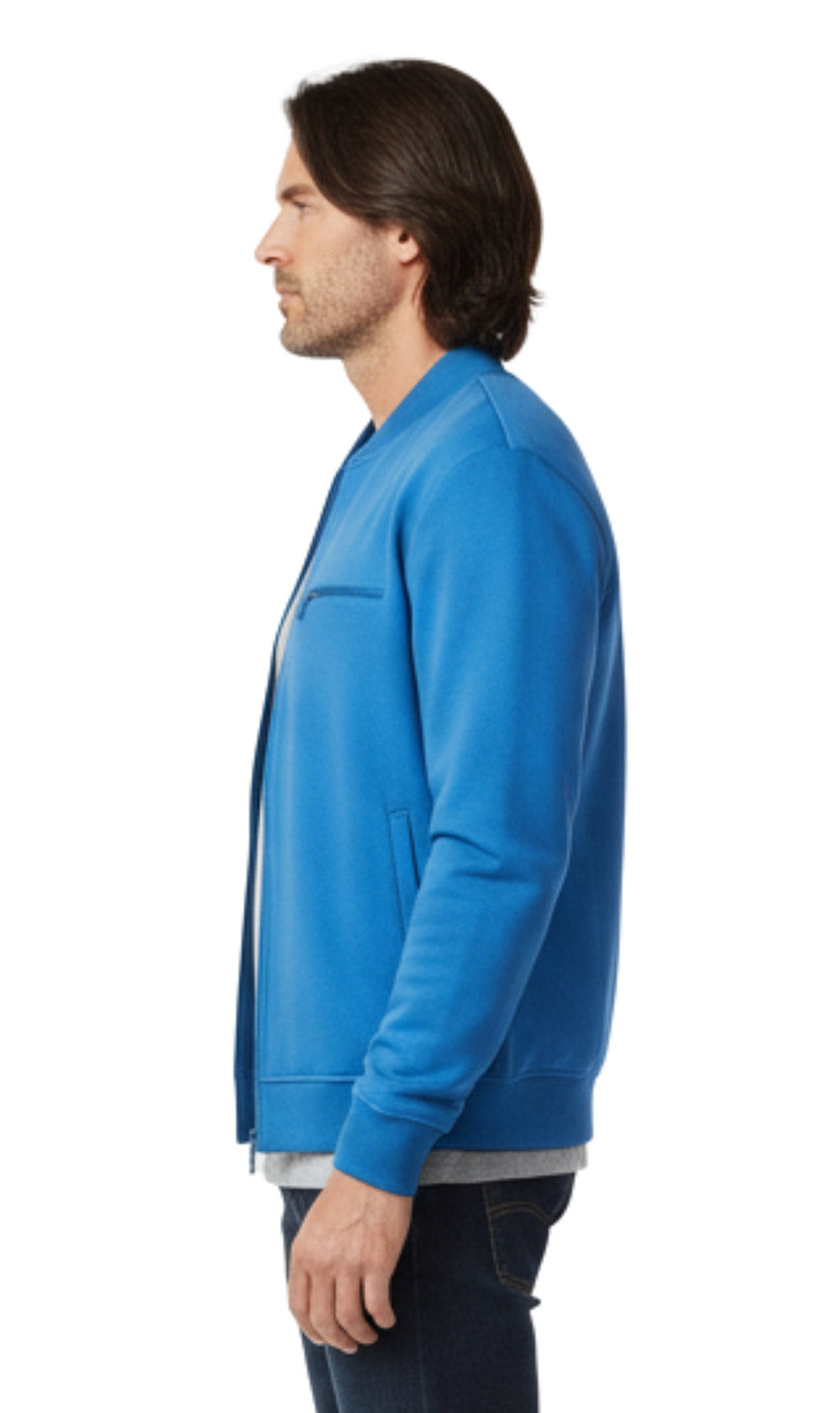 Men's Zip-Up Baseball Fleece Jacket — Lightweight Cotton Blend - Fabs things