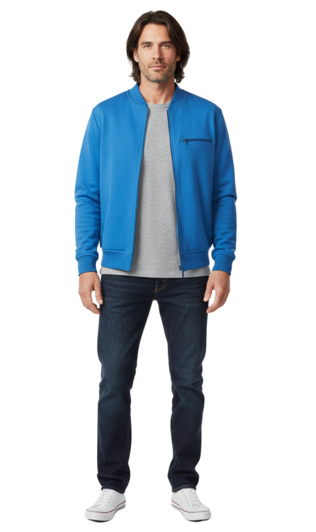Men's Zip-Up Baseball Fleece Jacket — Lightweight Cotton Blend - Fabs things