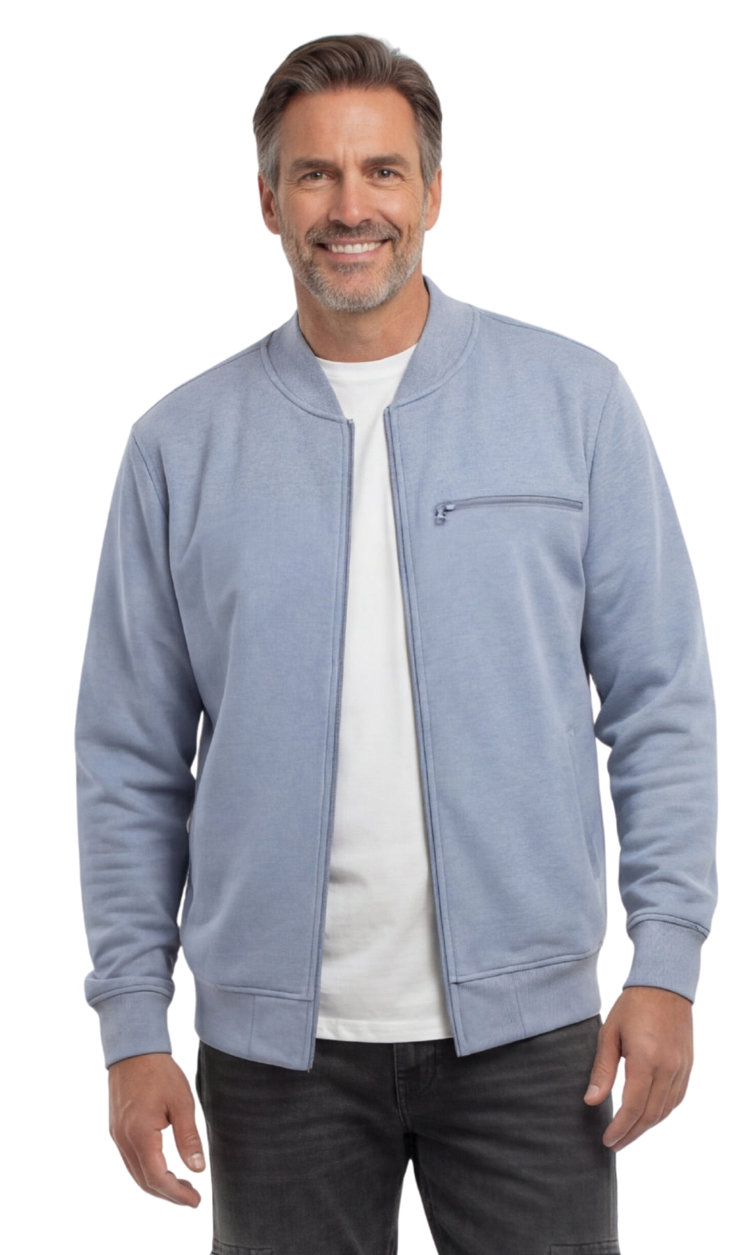 Men's Zip-Up Baseball Fleece Jacket — Lightweight Cotton Blend - Fabs things
