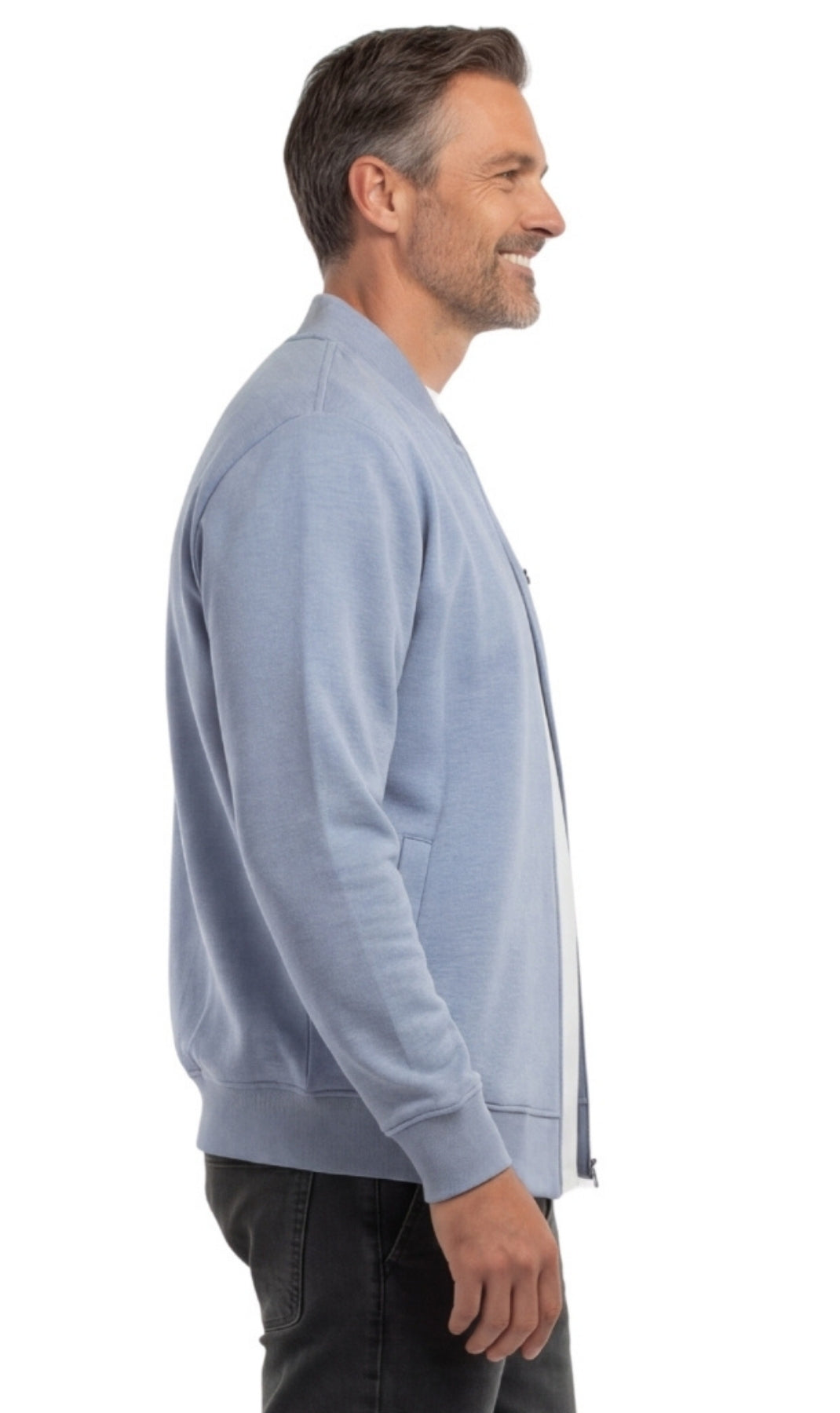 Men's Zip-Up Baseball Fleece Jacket — Lightweight Cotton Blend - Fabs things