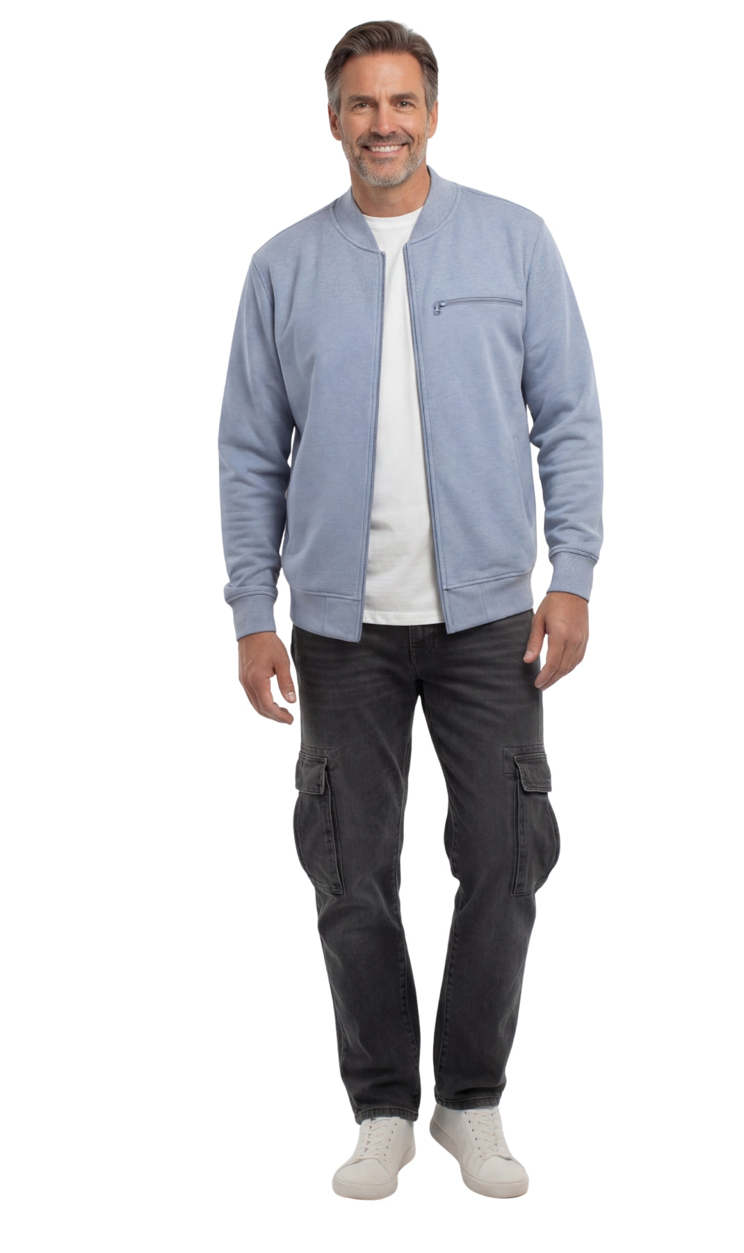 Men's Zip-Up Baseball Fleece Jacket — Lightweight Cotton Blend - Fabs things