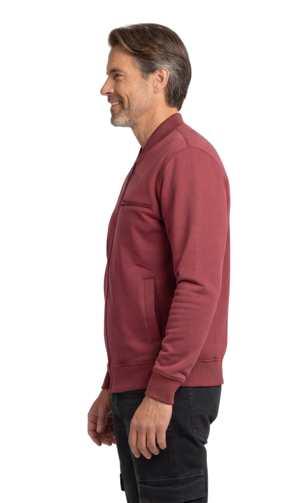 Men's Zip-Up Baseball Fleece Jacket — Lightweight Cotton Blend - Fabs things