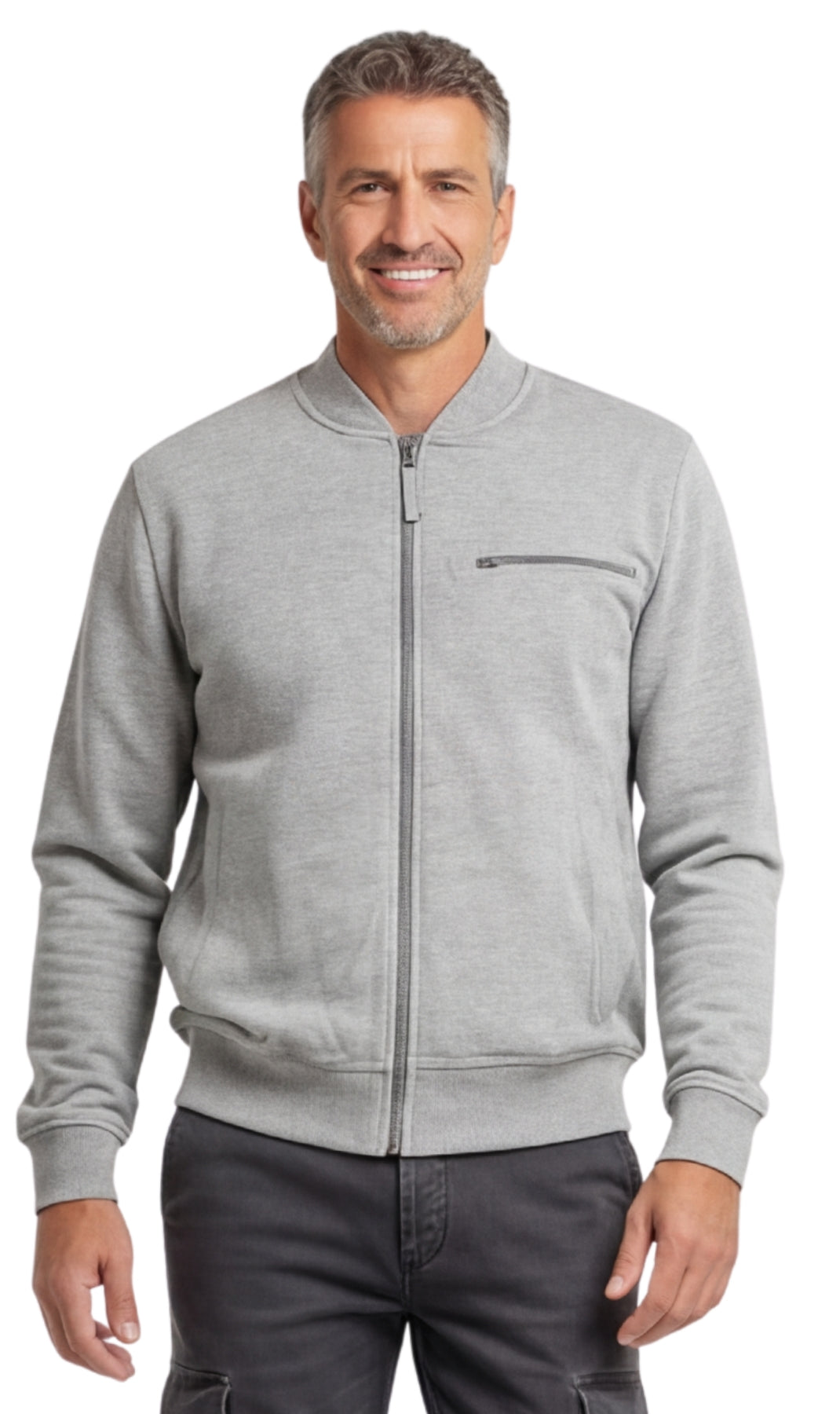 Men's Zip-Up Baseball Fleece Jacket — Lightweight Cotton Blend - Fabs things