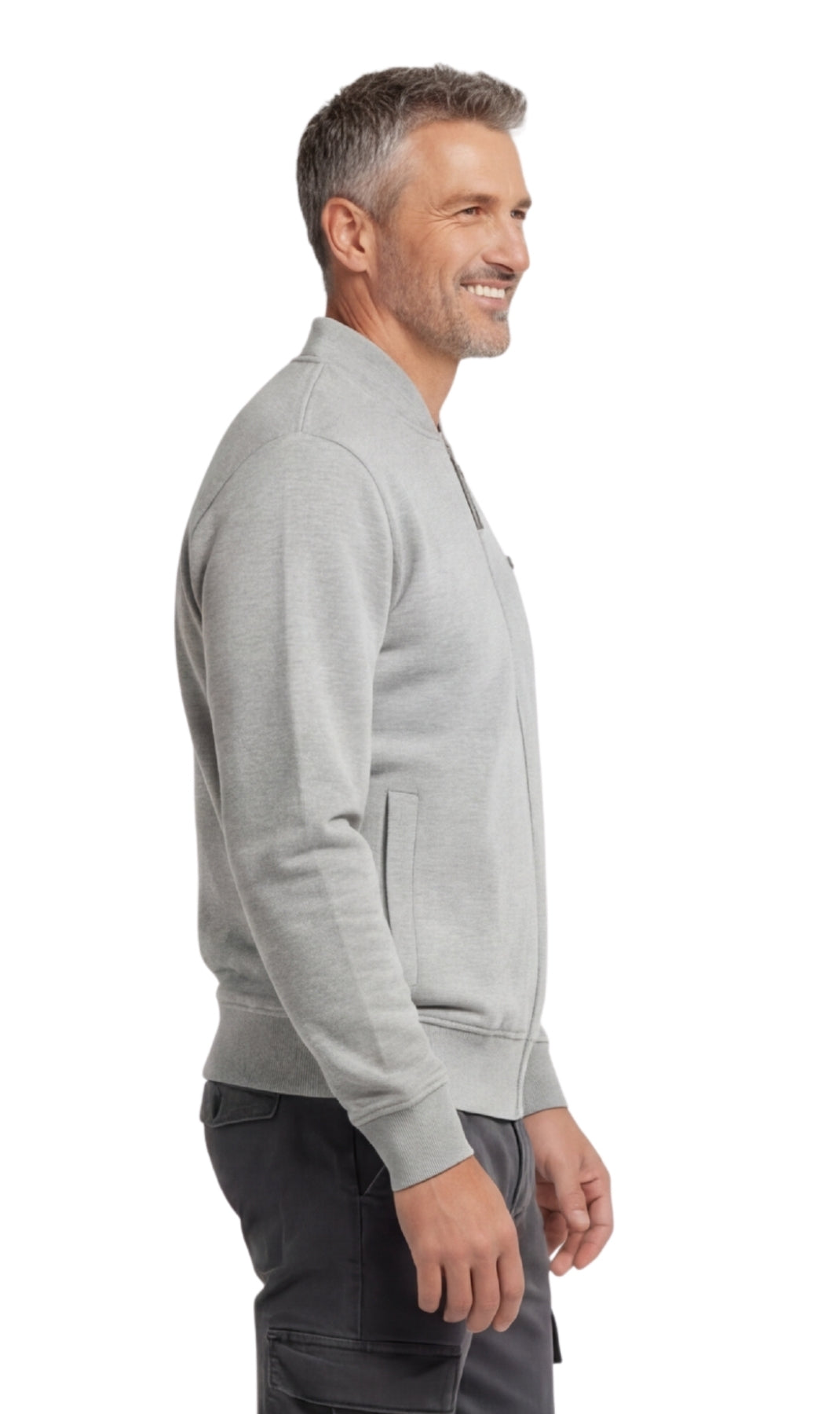 Men's Zip-Up Baseball Fleece Jacket — Lightweight Cotton Blend - Fabs things