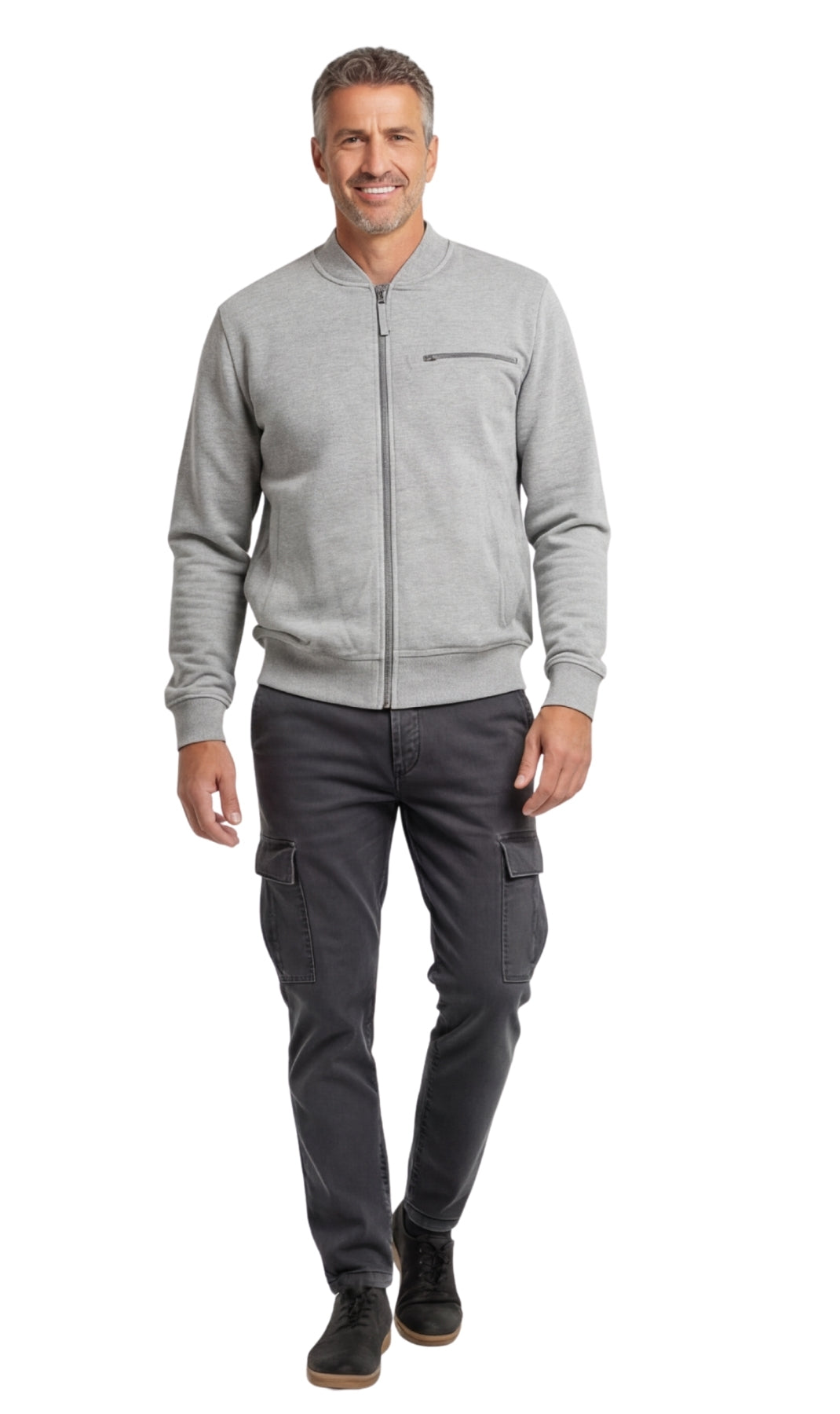 Men's Zip-Up Baseball Fleece Jacket — Lightweight Cotton Blend - Fabs things