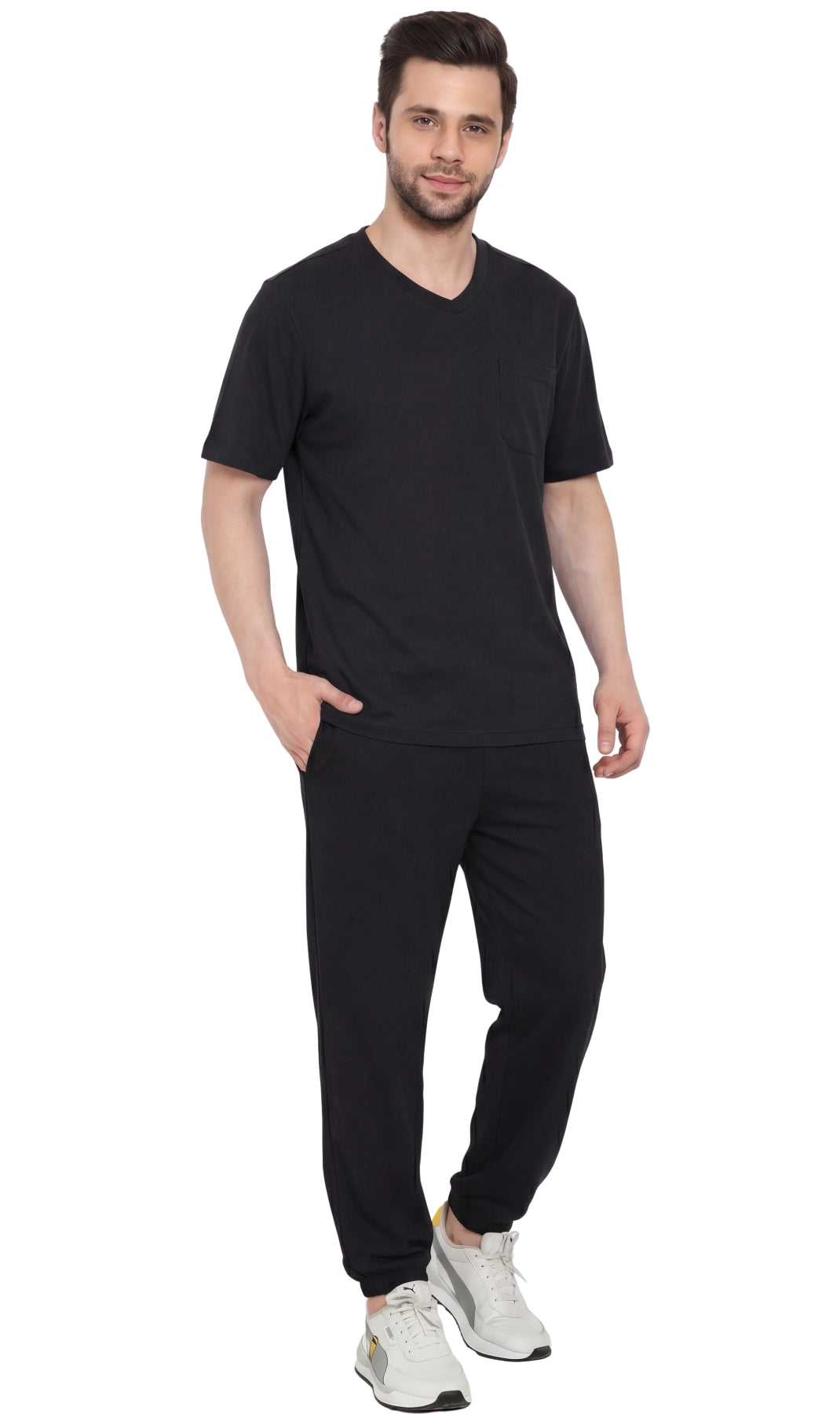 Men's Heavyweight Short Sleeve V-Neck T-Shirt with Chest Pocket - Fabs things
