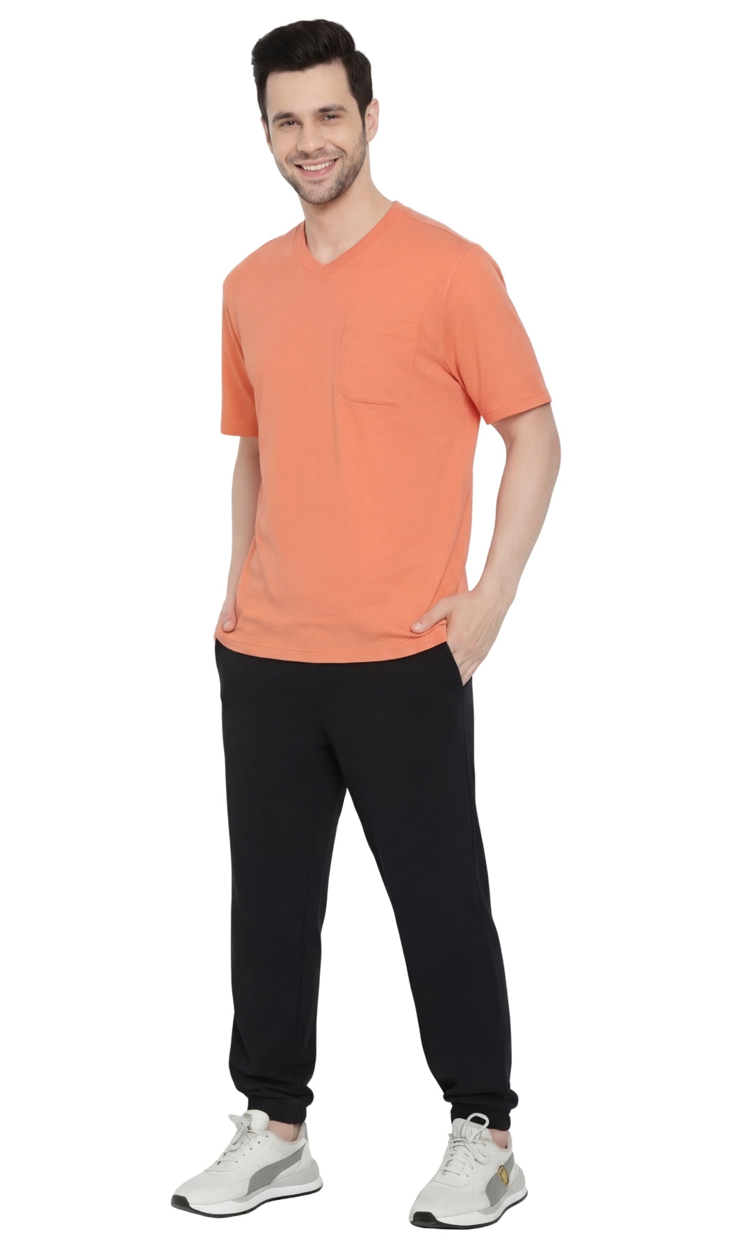Men's Heavyweight Short Sleeve V-Neck T-Shirt with Chest Pocket - Fabs things