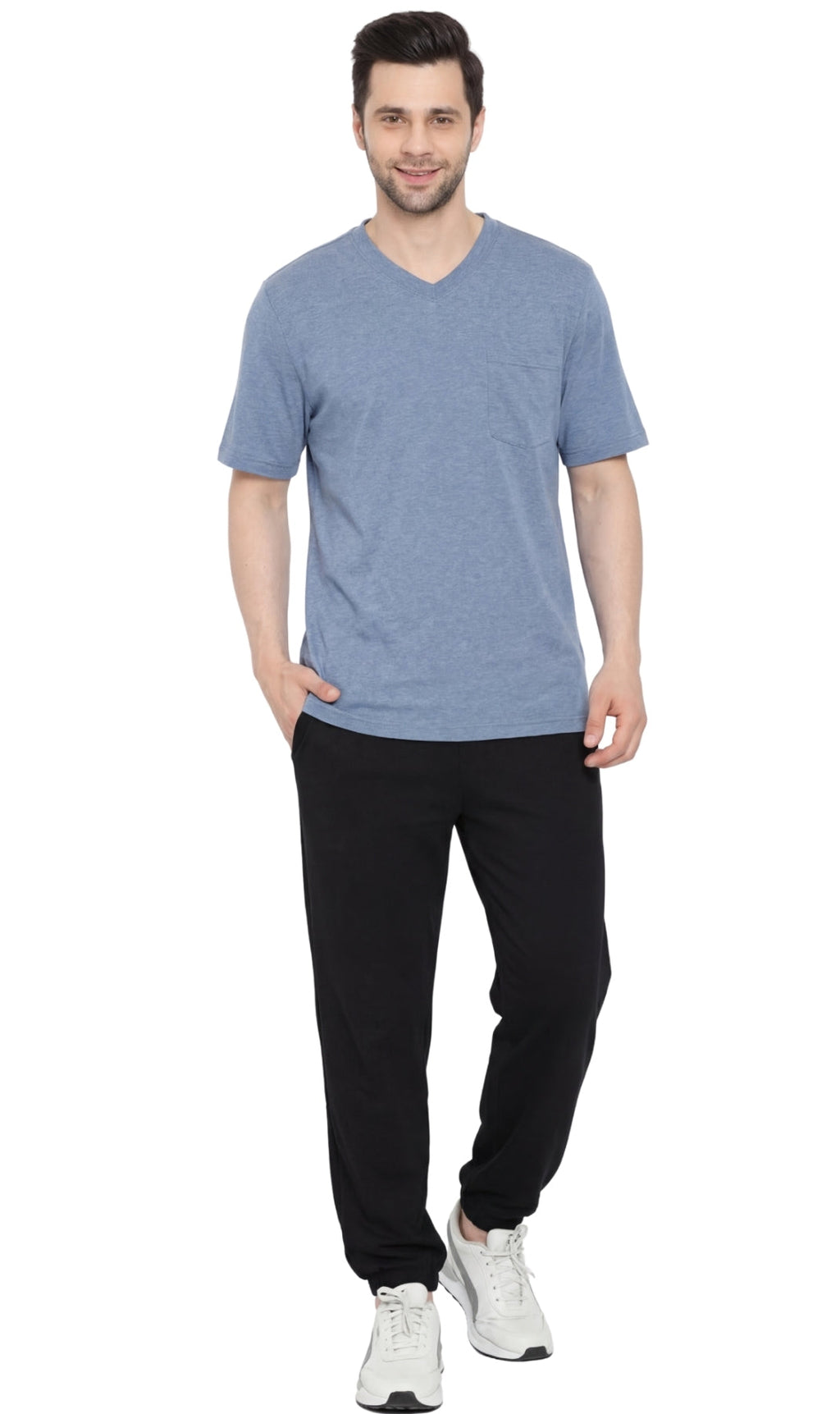Men's Heavyweight Short Sleeve V-Neck T-Shirt with Chest Pocket - Fabs things