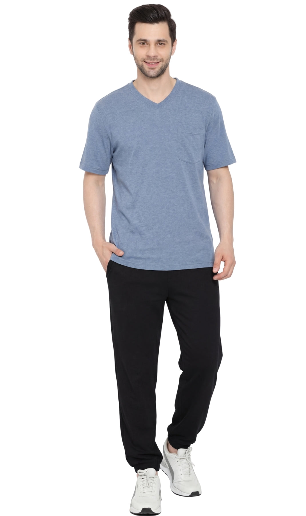 Men's Heavyweight Short Sleeve V-Neck T-Shirt with Chest Pocket - Fabs things