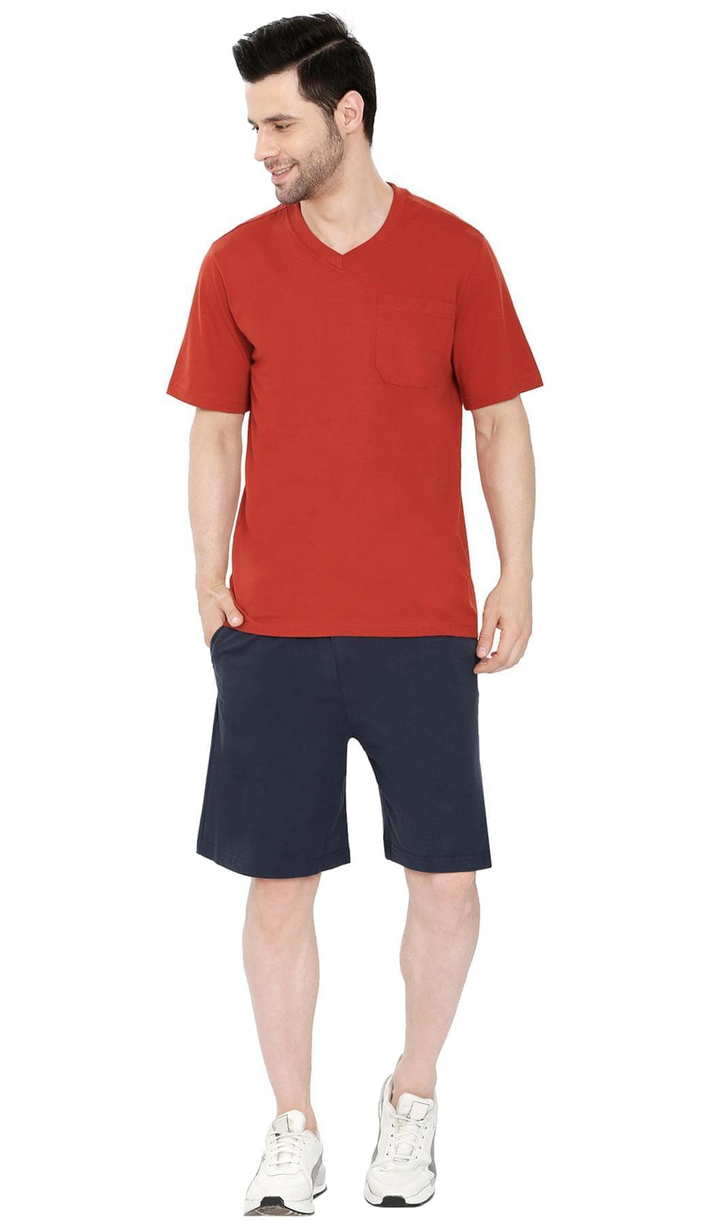 Men's Heavyweight Short Sleeve V-Neck T-Shirt with Chest Pocket - Fabs things