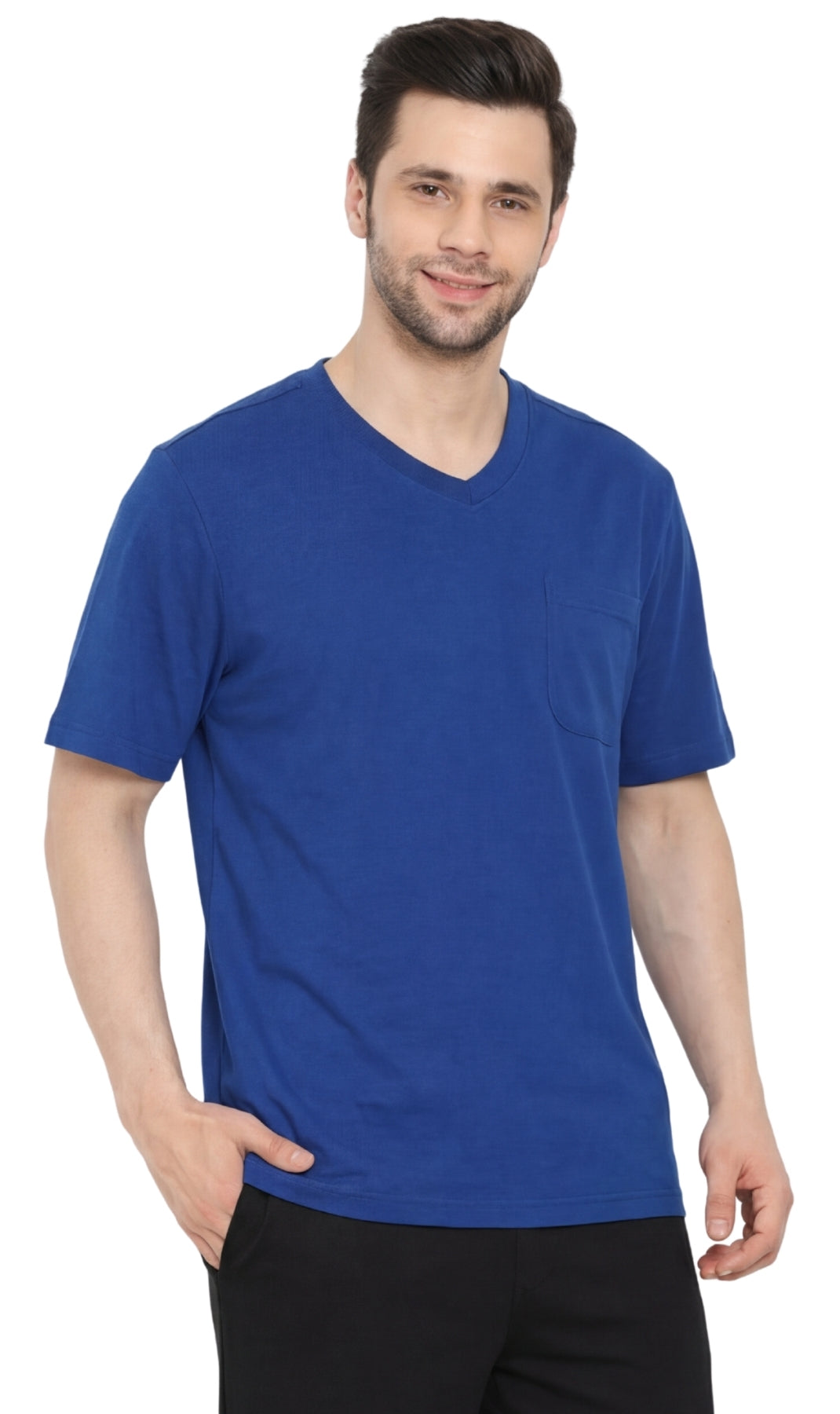 Men's Heavyweight Short Sleeve V-Neck T-Shirt with Chest Pocket - Fabs things