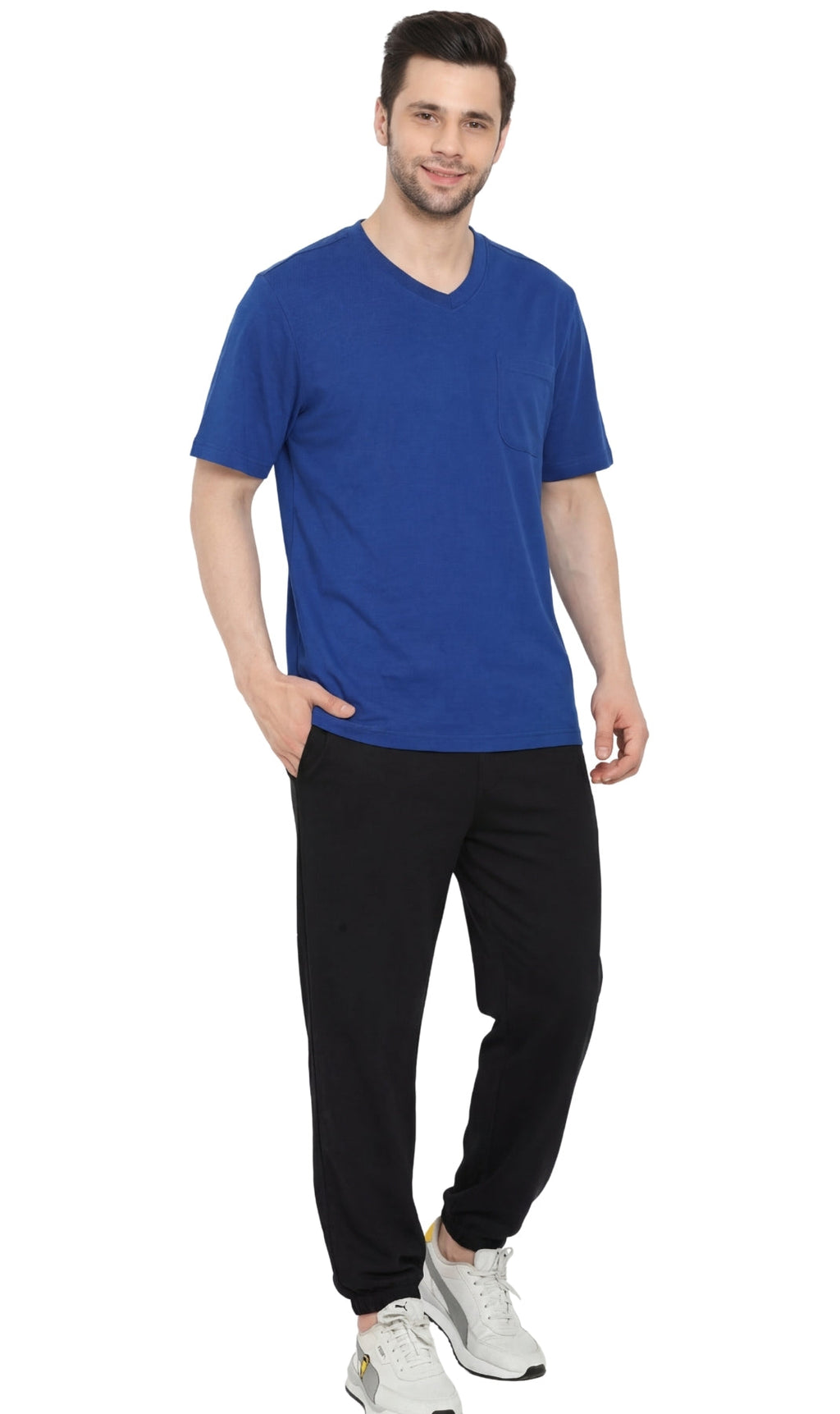 Men's Heavyweight Short Sleeve V-Neck T-Shirt with Chest Pocket - Fabs things