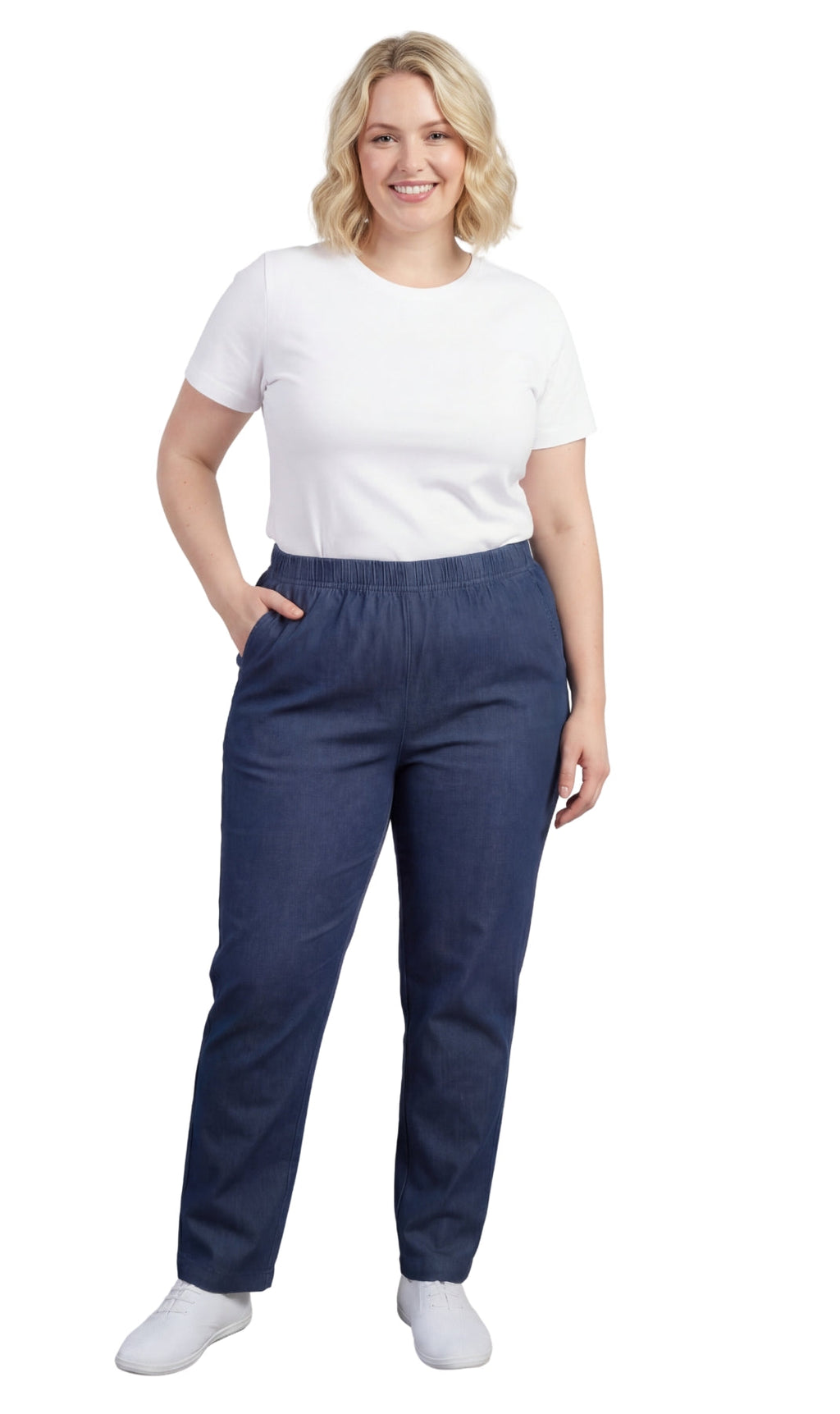 Women's Lightweight Pull-On Denim Jeans — Elastic Waist No Zipper - Fabs things