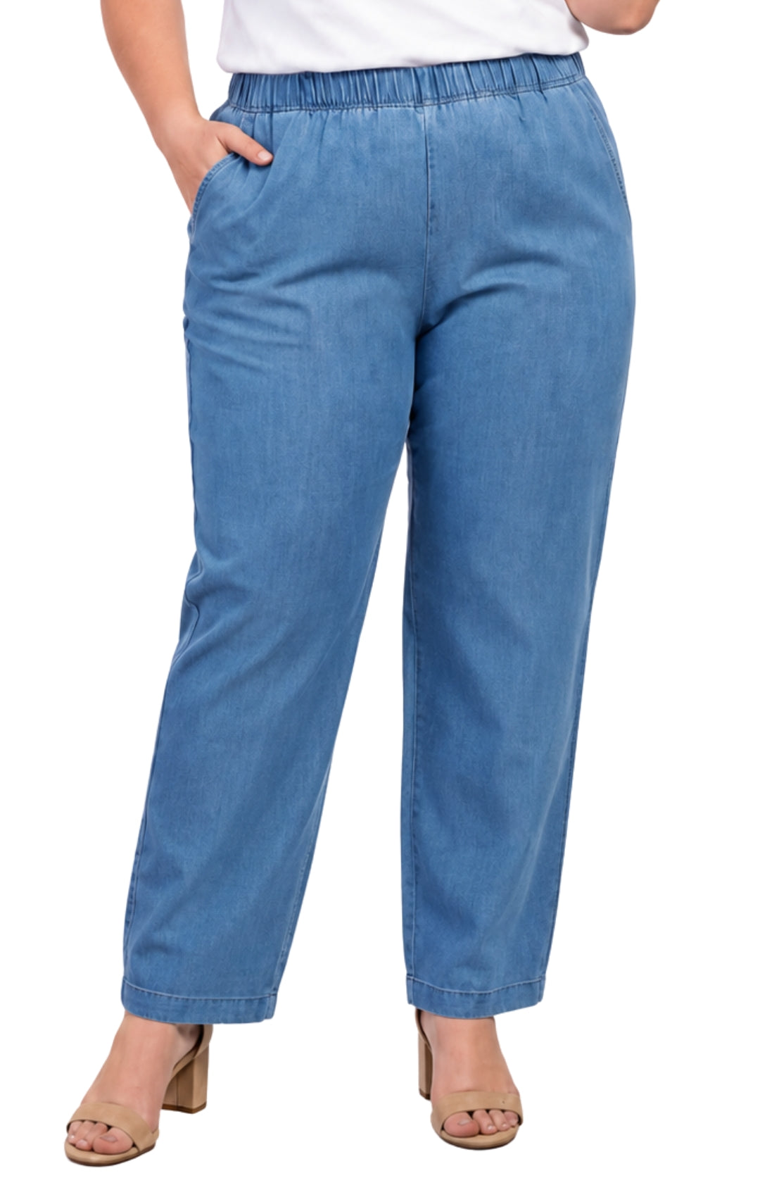 Women's Lightweight Pull-On Denim Jeans — Elastic Waist No Zipper - Fabs things