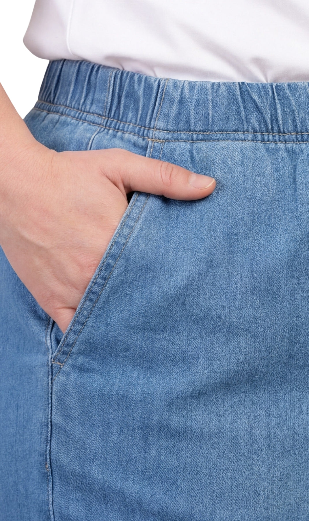 Women's Lightweight Pull-On Denim Jeans — Elastic Waist No Zipper - Fabs things