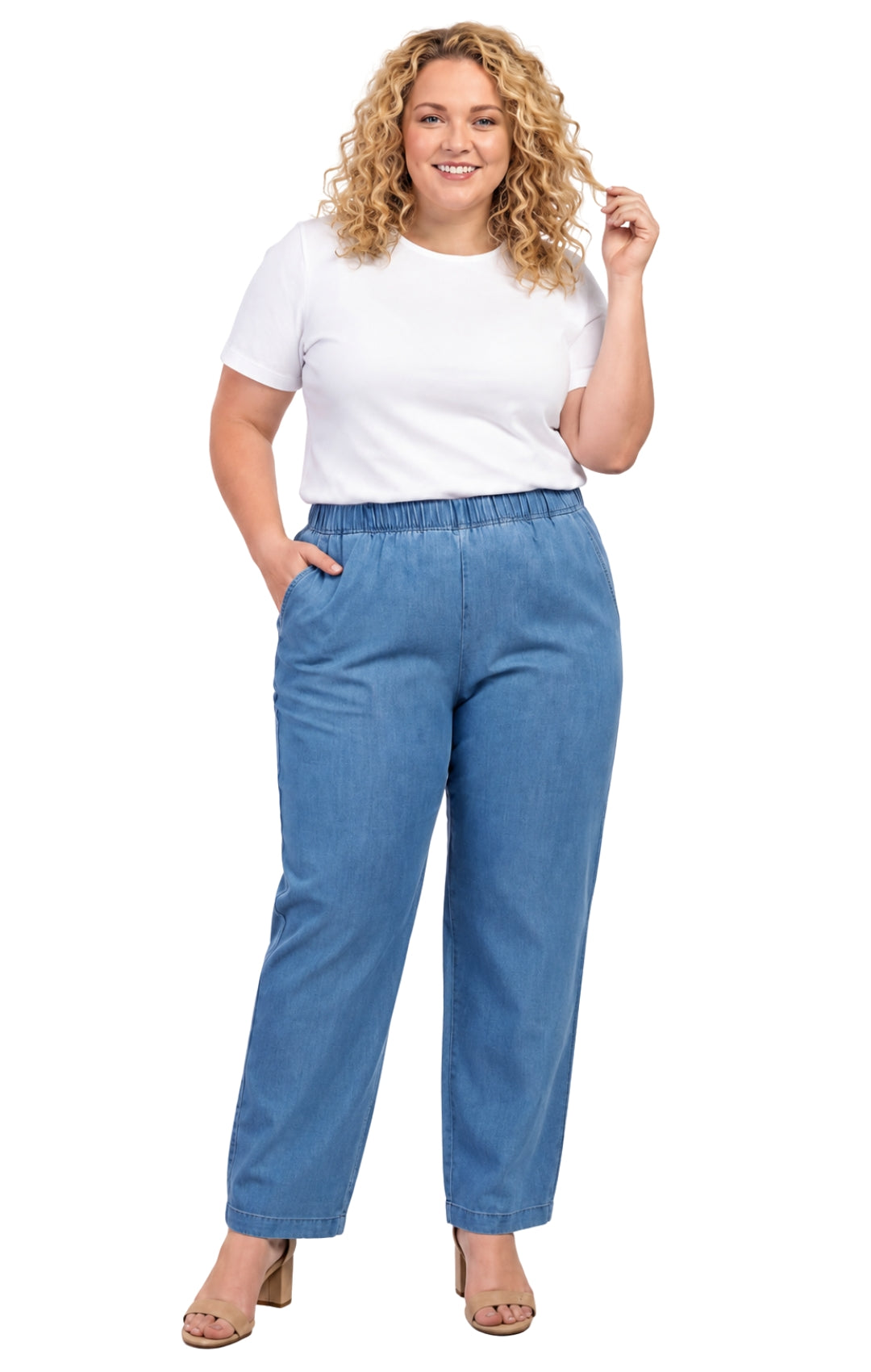 Women's Lightweight Pull-On Denim Jeans — Elastic Waist No Zipper - Fabs things