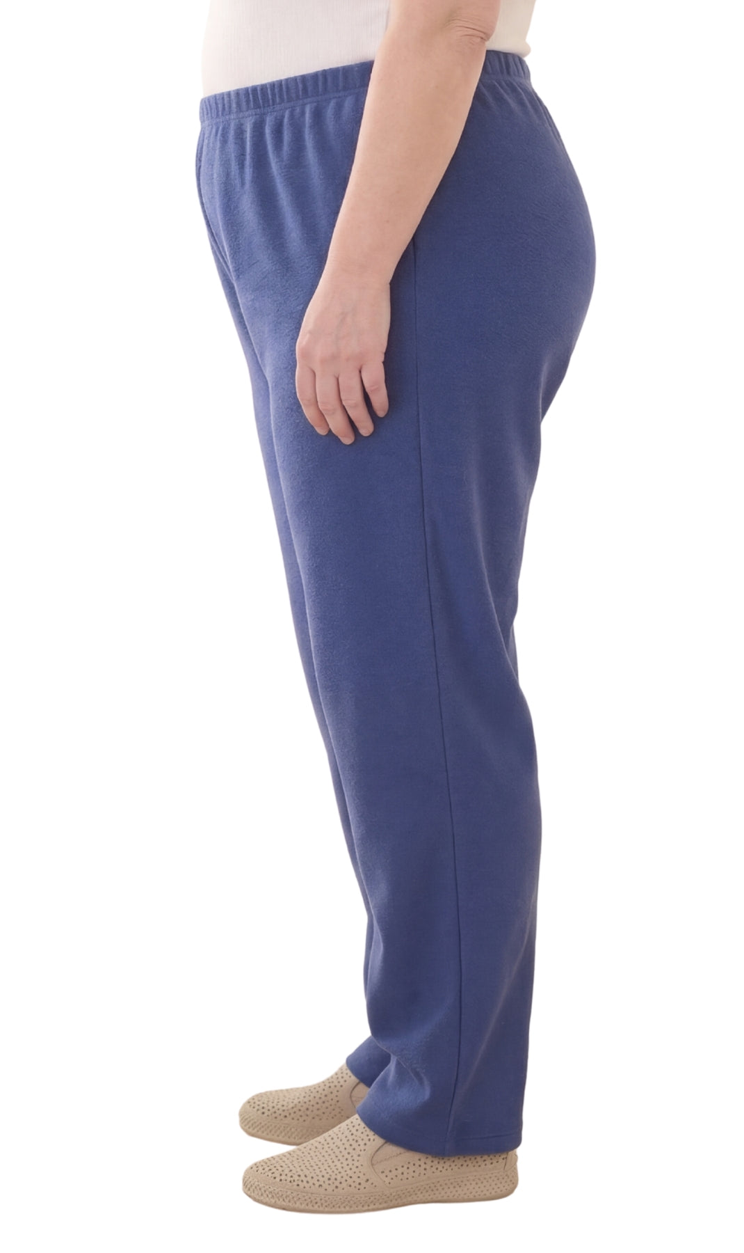 Women's Pull-On Flat Front Knit Pants — Cotton Blend Elastic Waist - Fabs things