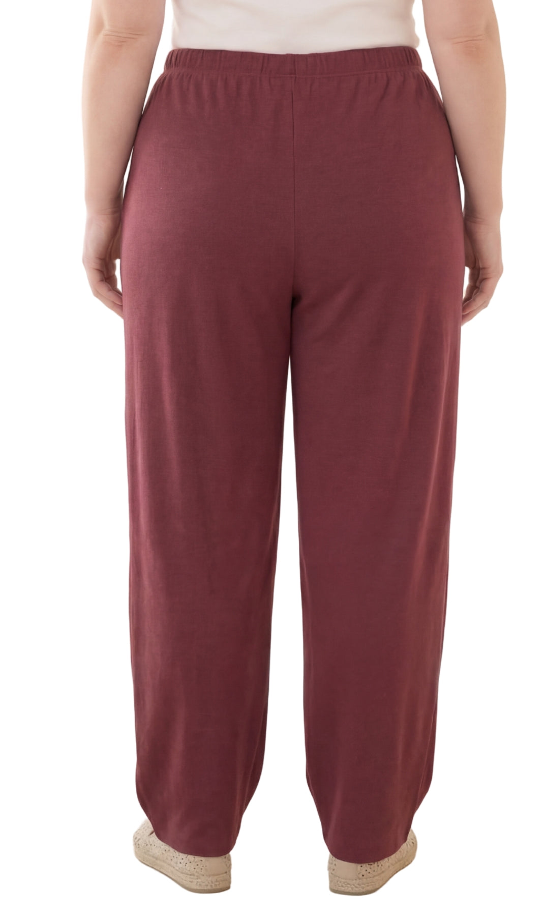 Women's Pull-On Flat Front Knit Pants — Cotton Blend Elastic Waist - Fabs things
